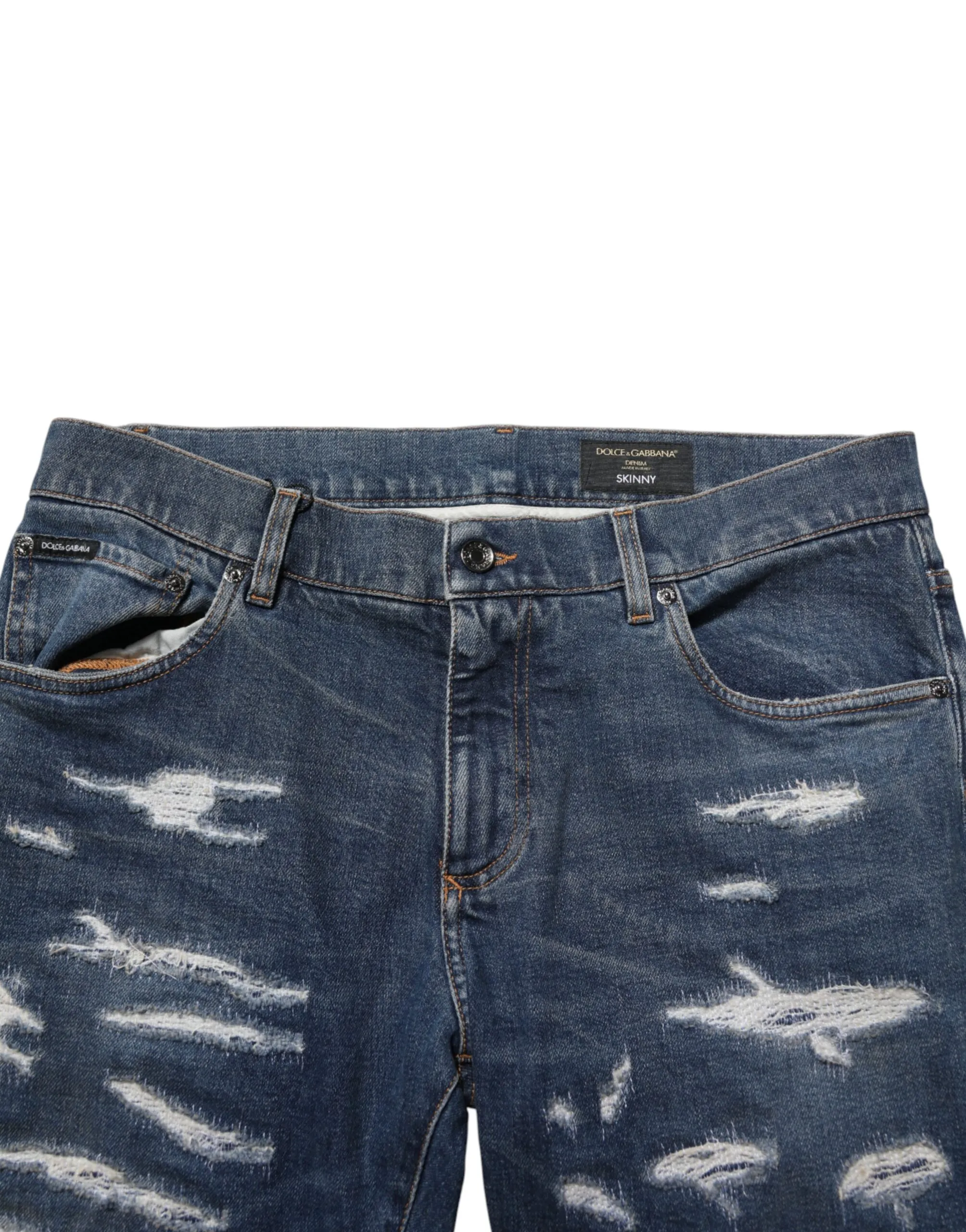 Tattered Cotton Skinny Men Denim Men's Jeans - Dolce & Gabbana - Modalova