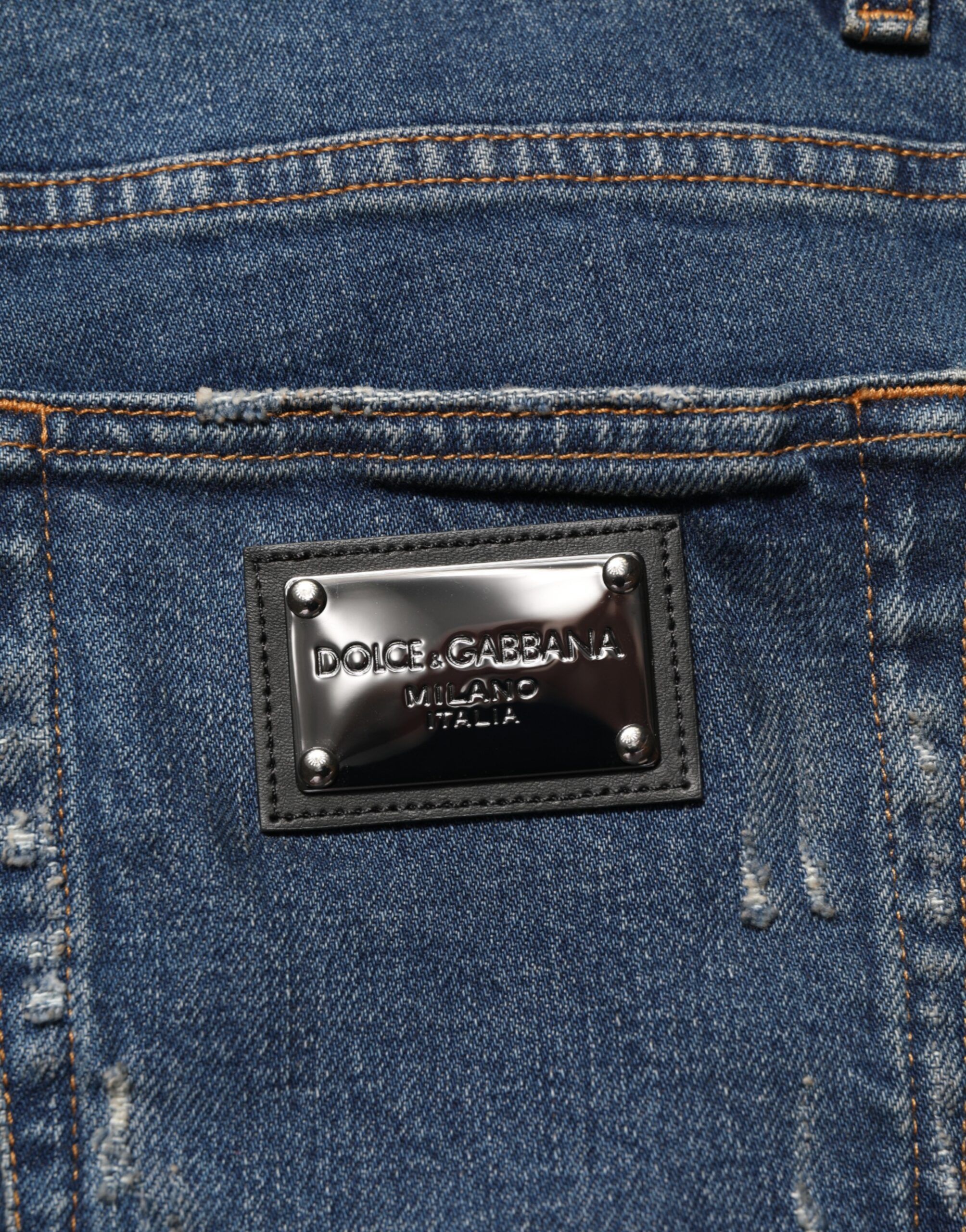 Tattered Cotton Skinny Men Denim Men's Jeans - Dolce & Gabbana - Modalova