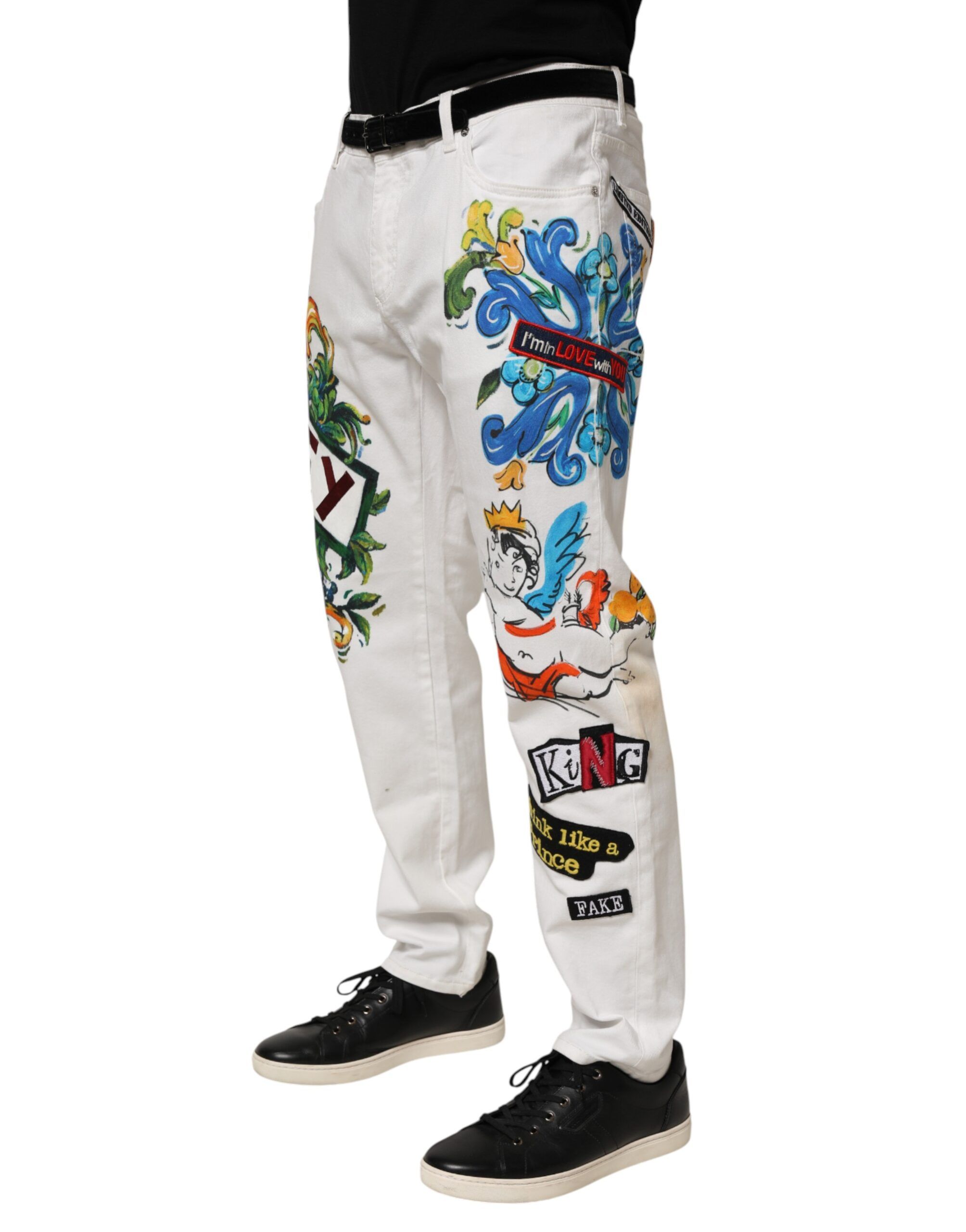 Graffiti Print Skinny GOLD Denim Men's Jeans (Pre-Owned) - Dolce & Gabbana - Modalova