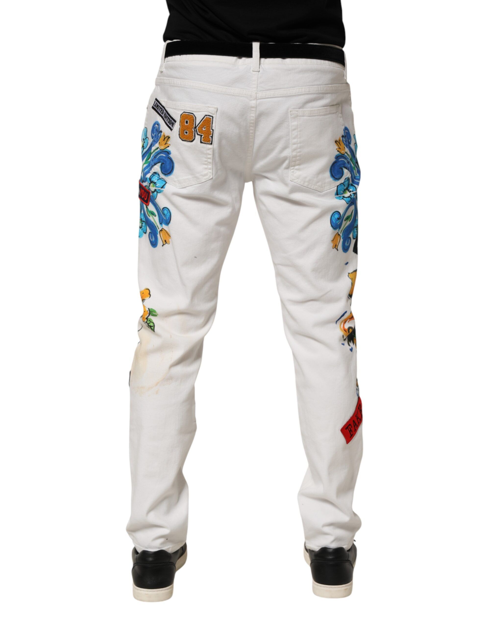 Graffiti Print Skinny GOLD Denim Men's Jeans (Pre-Owned) - Dolce & Gabbana - Modalova