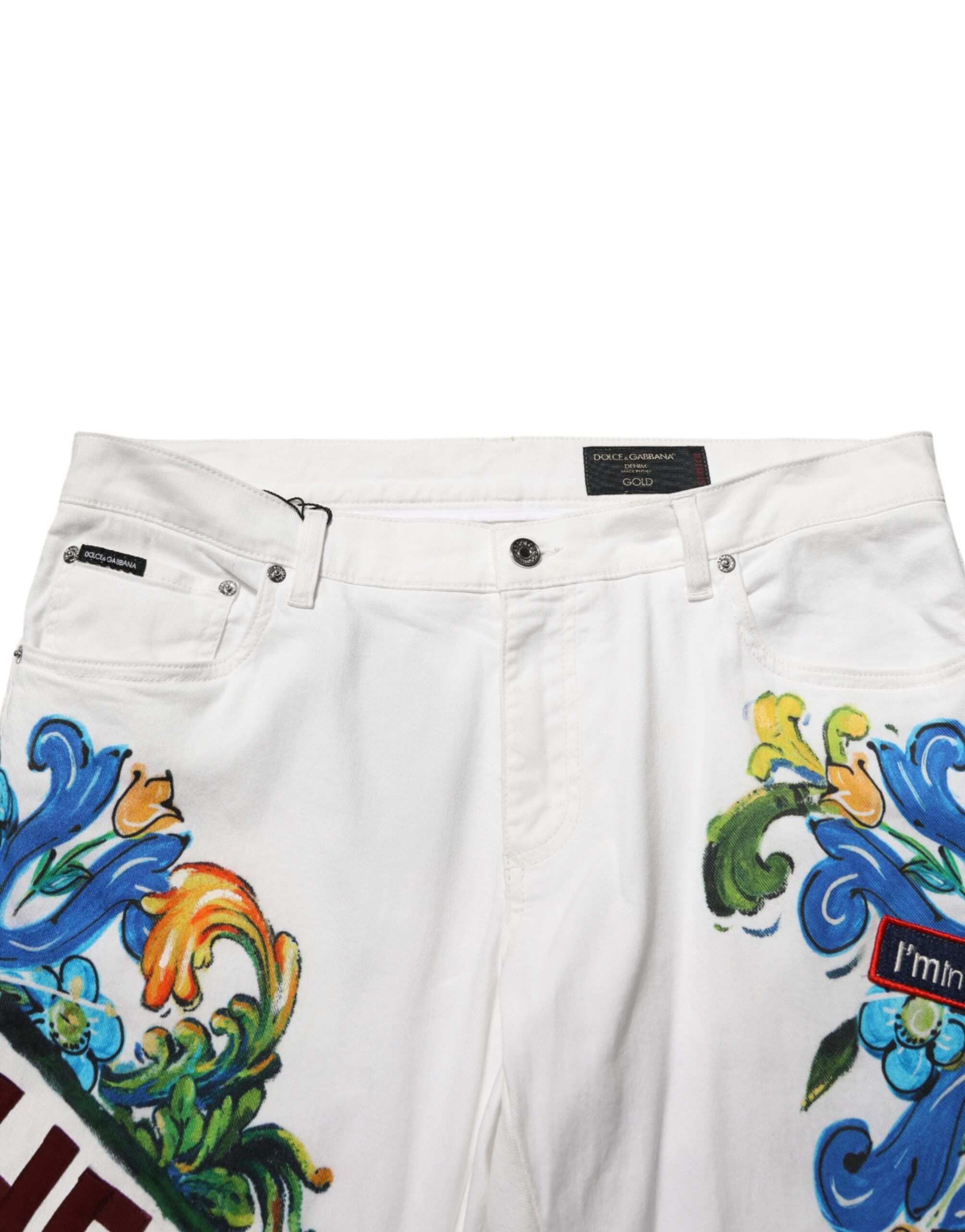 Graffiti Print Skinny GOLD Denim Men's Jeans (Pre-Owned) - Dolce & Gabbana - Modalova