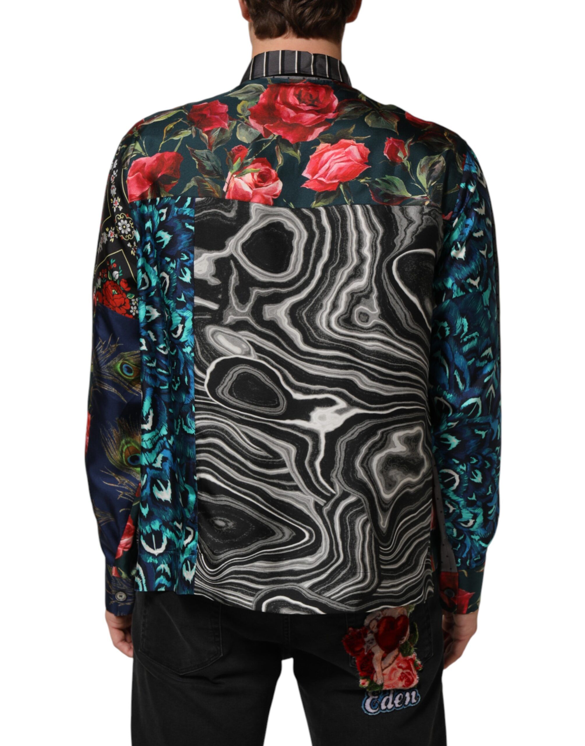 Patchwork Long Sleeves Silk Men's Shirt - Dolce & Gabbana - Modalova