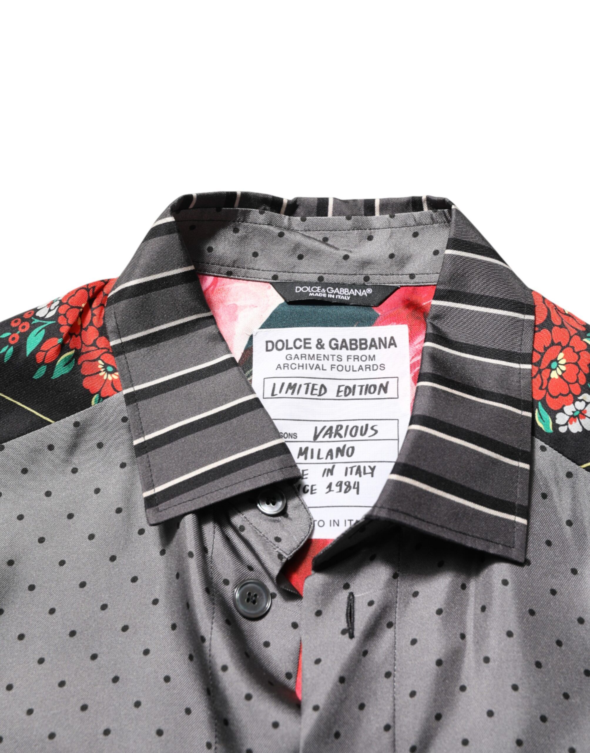 Patchwork Long Sleeves Silk Men's Shirt - Dolce & Gabbana - Modalova
