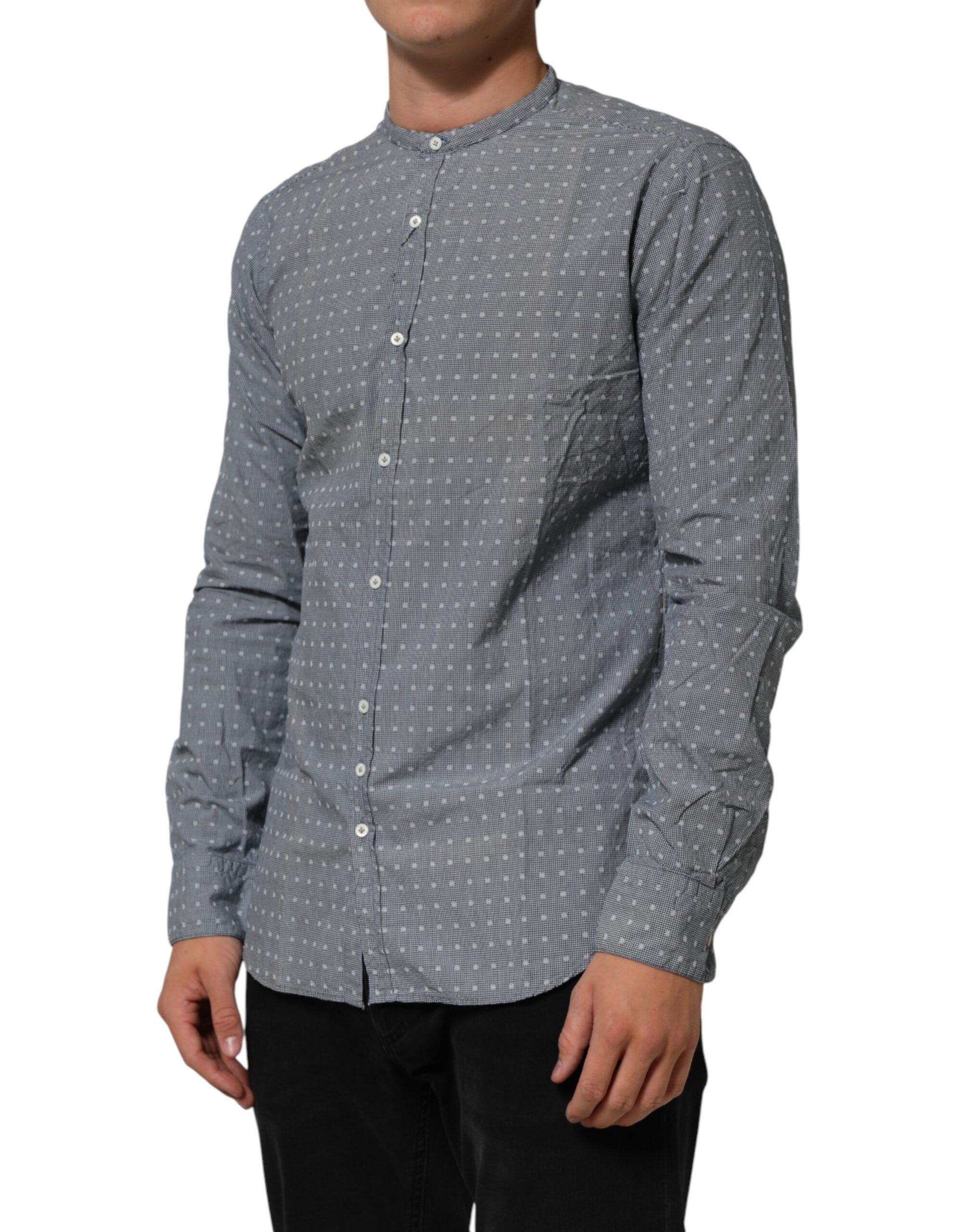 Polka Dot Cotton Button Down Long Sleeves Men's Shirt - AGLINI - Modalova
