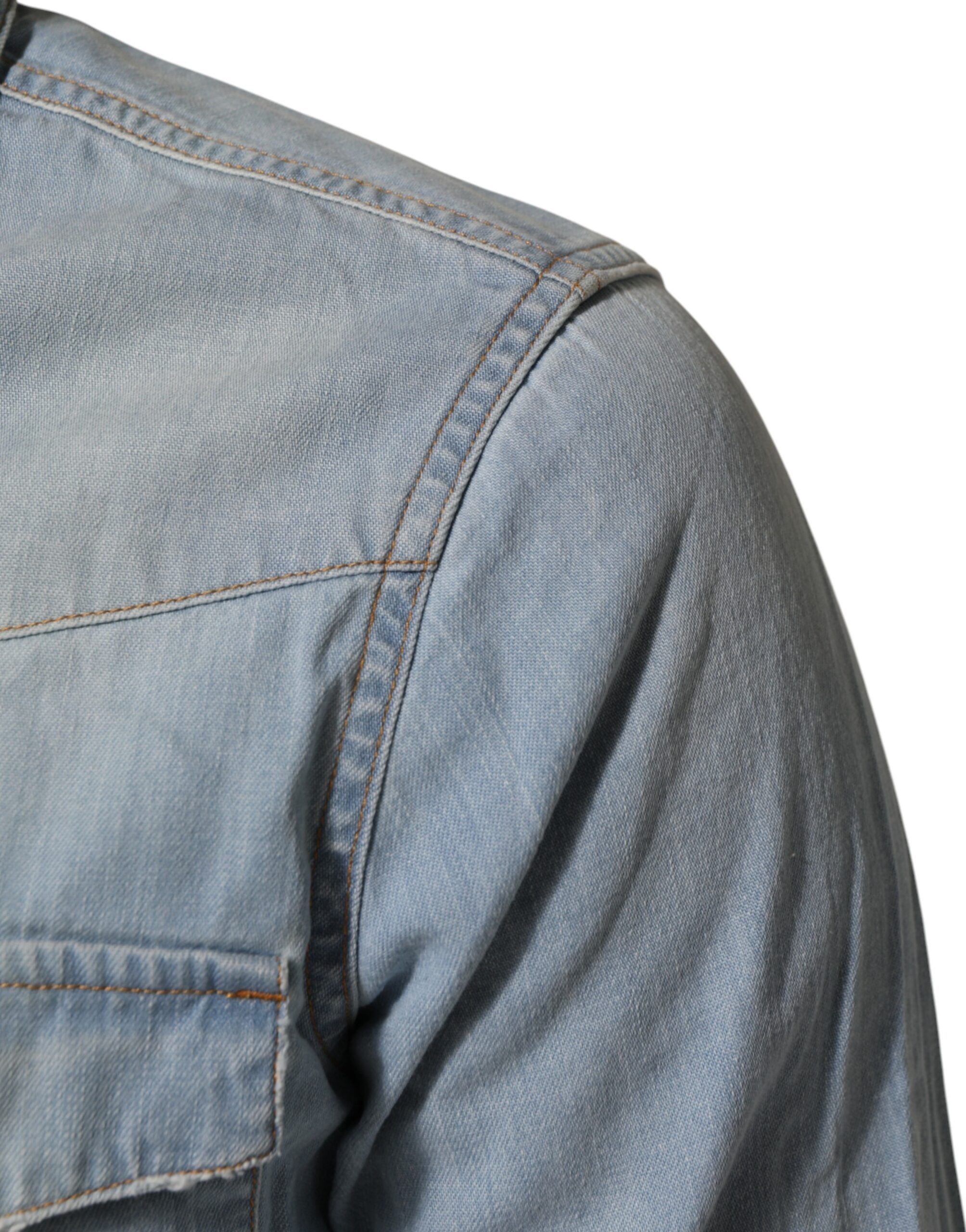 Blue Denim Collared Long Sleeve Men Men's Shirt (Pre-Owned) - Maison Clochard - Modalova