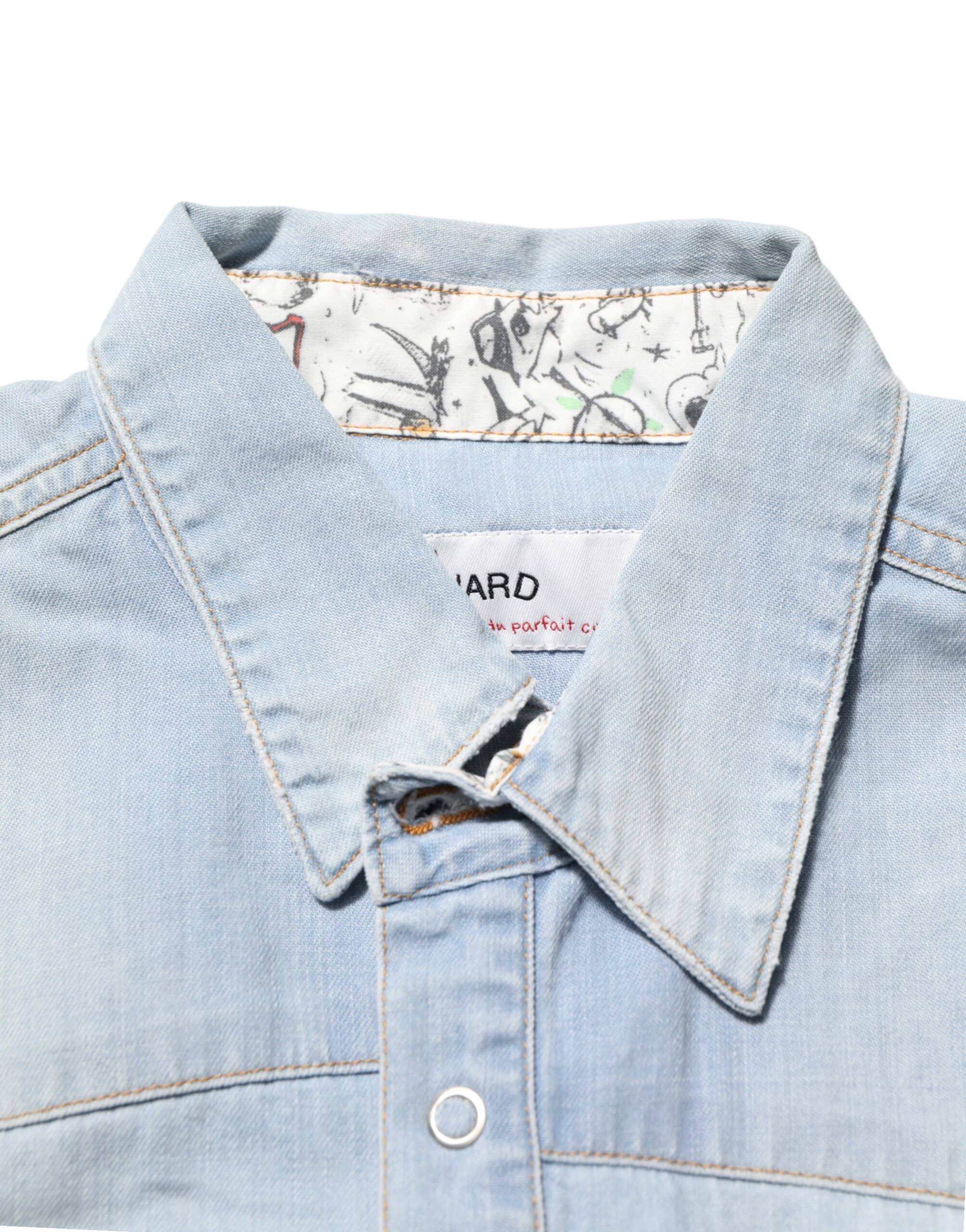 Blue Denim Collared Long Sleeve Men Men's Shirt (Pre-Owned) - Maison Clochard - Modalova