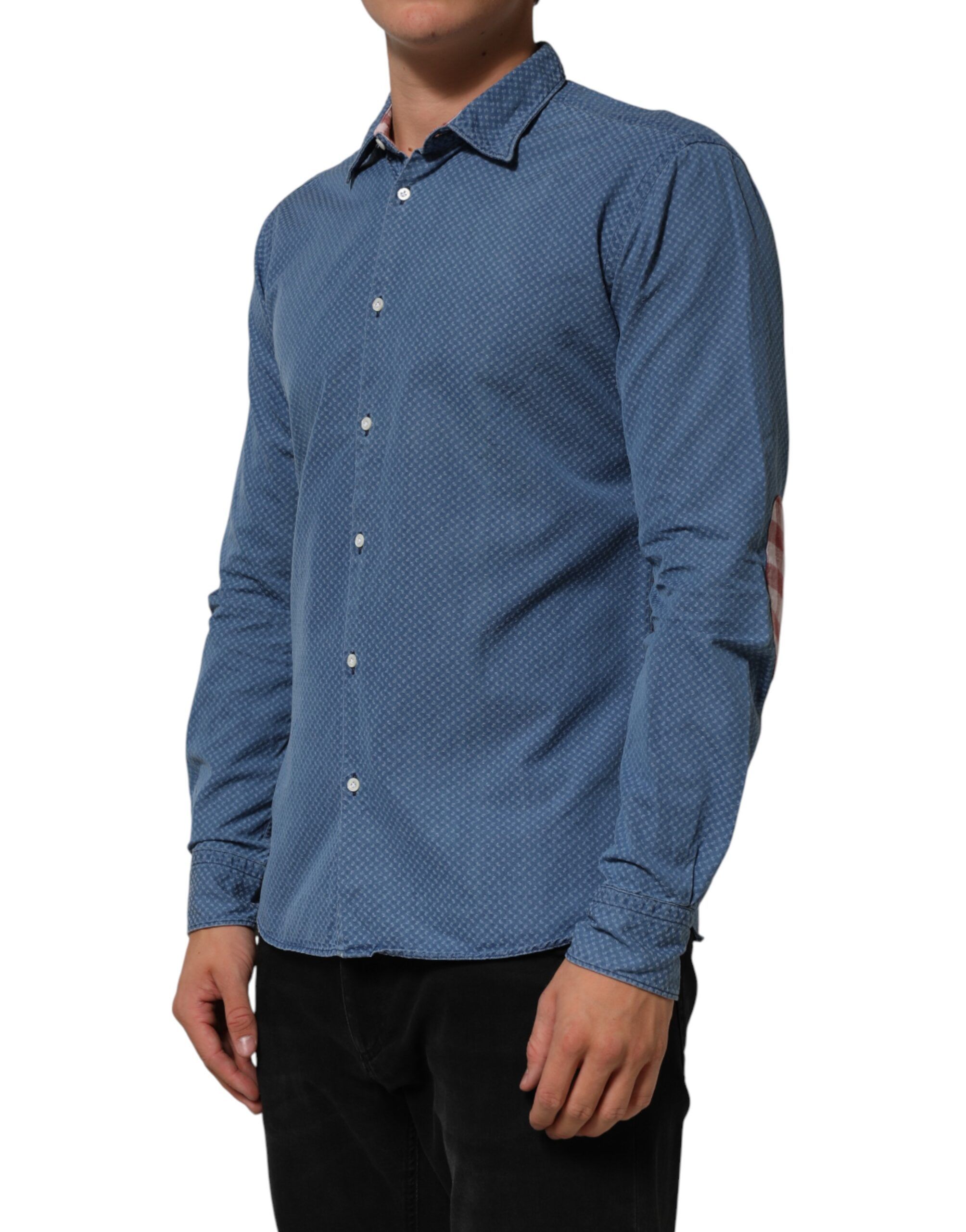 Cotton Slim Fit Collared Long Sleeve Casual Men's Shirt (Pre-Owned) - AGLINI - Modalova