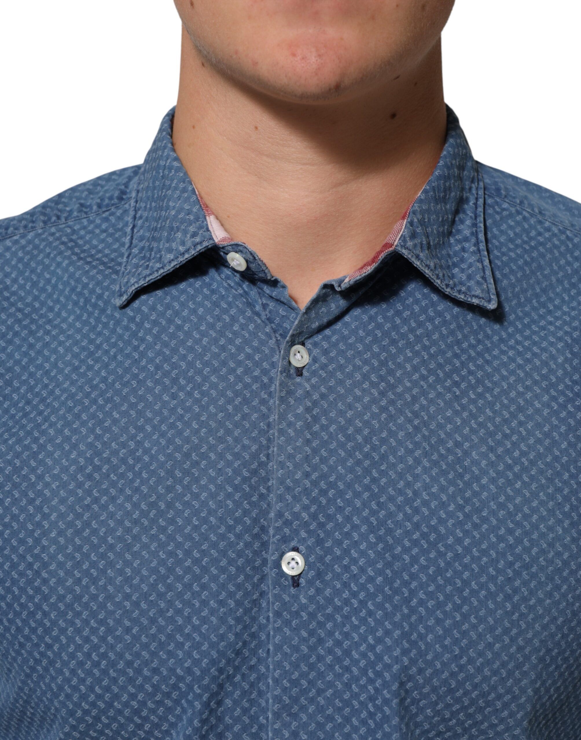 Cotton Slim Fit Collared Long Sleeve Casual Men's Shirt (Pre-Owned) - AGLINI - Modalova