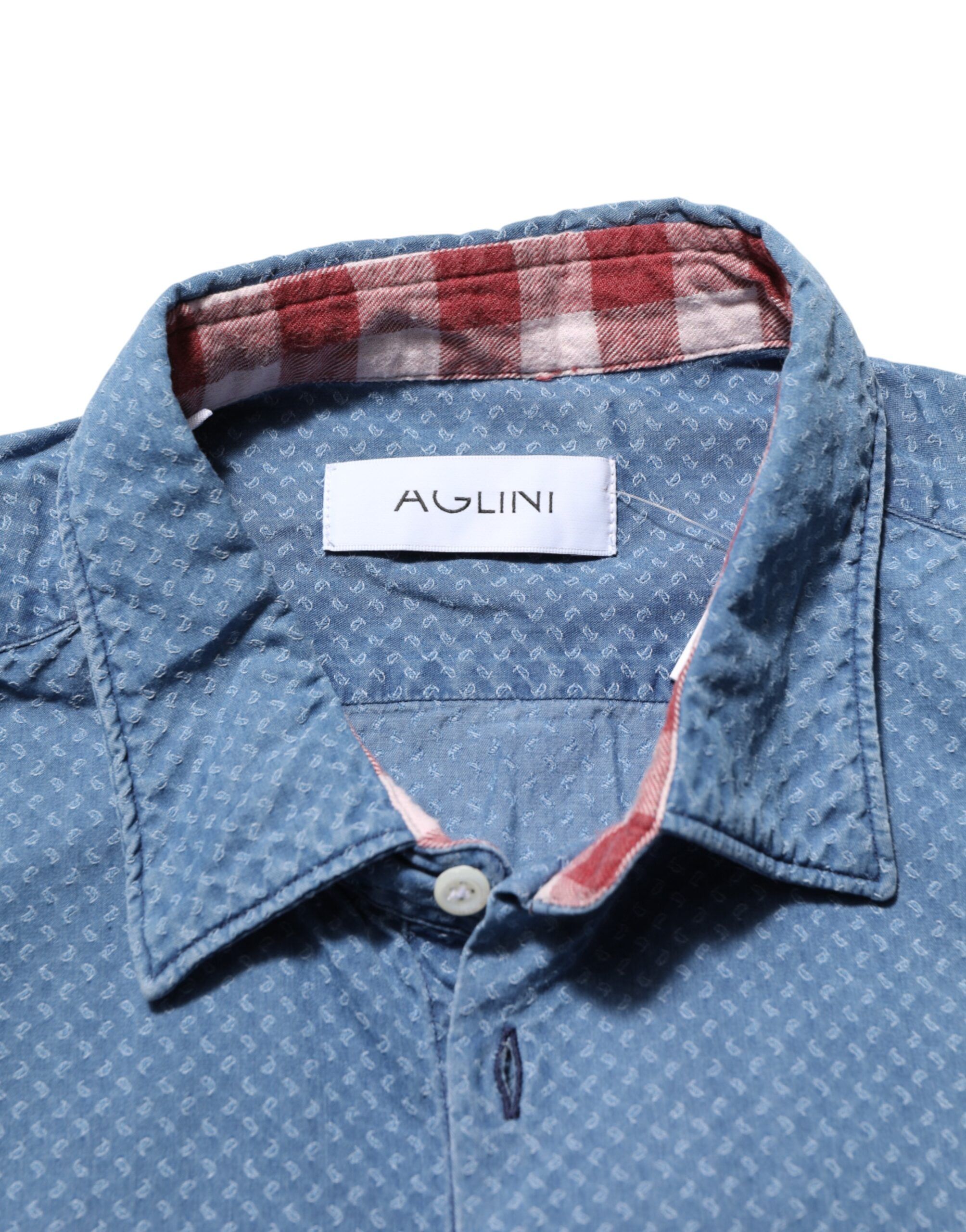 Cotton Slim Fit Collared Long Sleeve Casual Men's Shirt (Pre-Owned) - AGLINI - Modalova