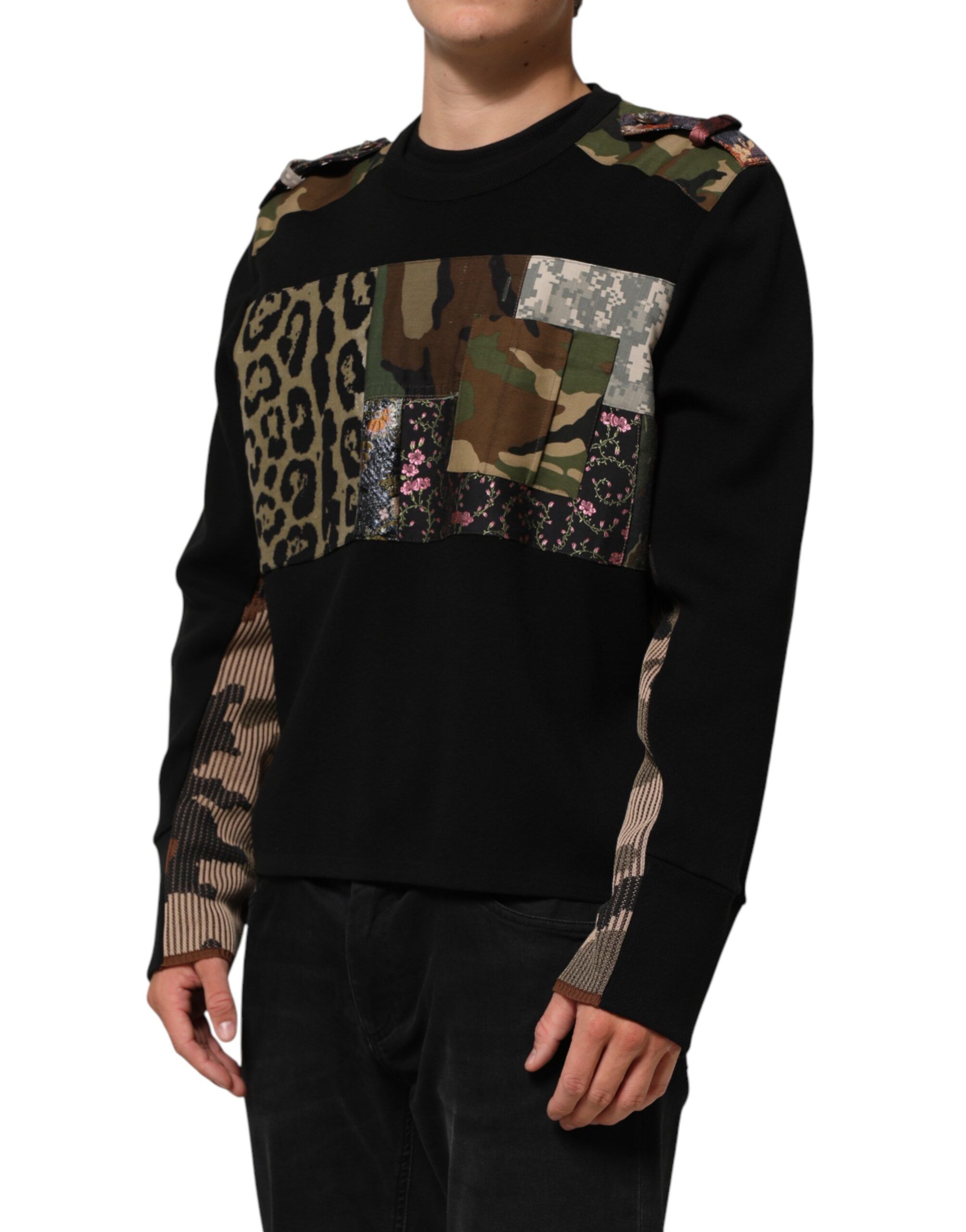 Patchwork Crew Neck Pullover Men's Sweater - Dolce & Gabbana - Modalova