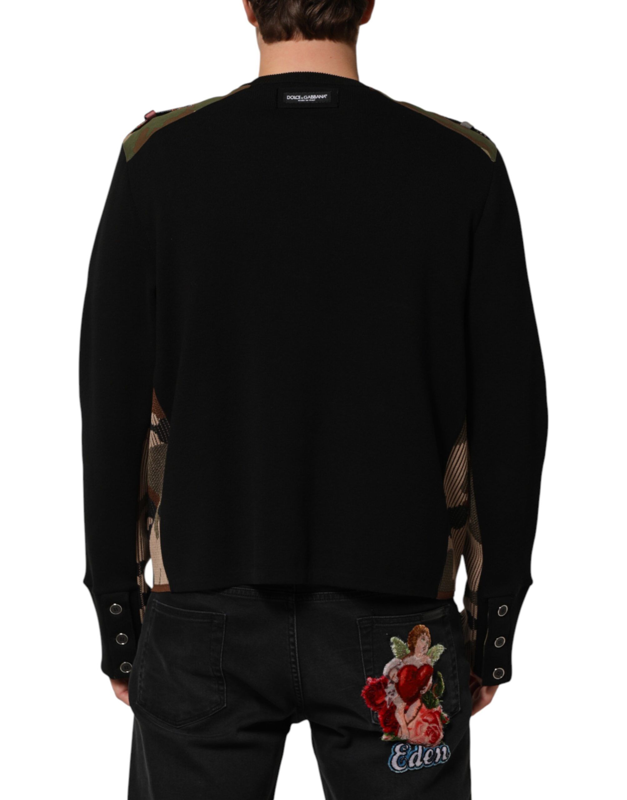 Patchwork Crew Neck Pullover Men's Sweater - Dolce & Gabbana - Modalova