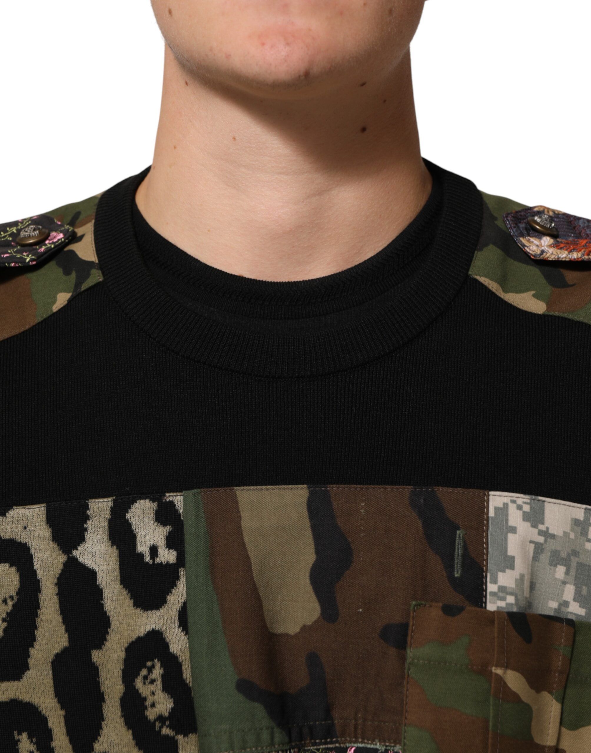 Patchwork Crew Neck Pullover Men's Sweater - Dolce & Gabbana - Modalova