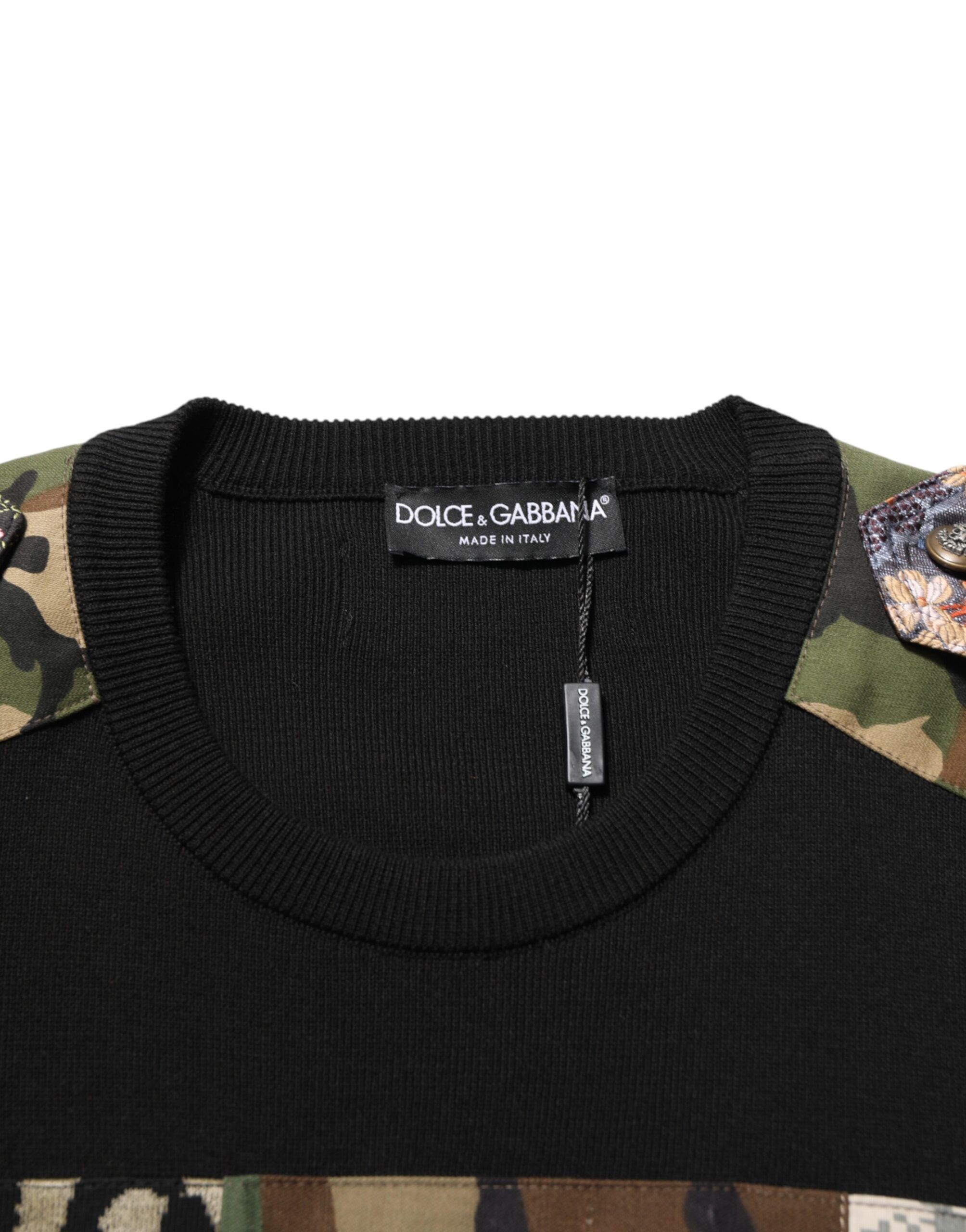Patchwork Crew Neck Pullover Men's Sweater - Dolce & Gabbana - Modalova