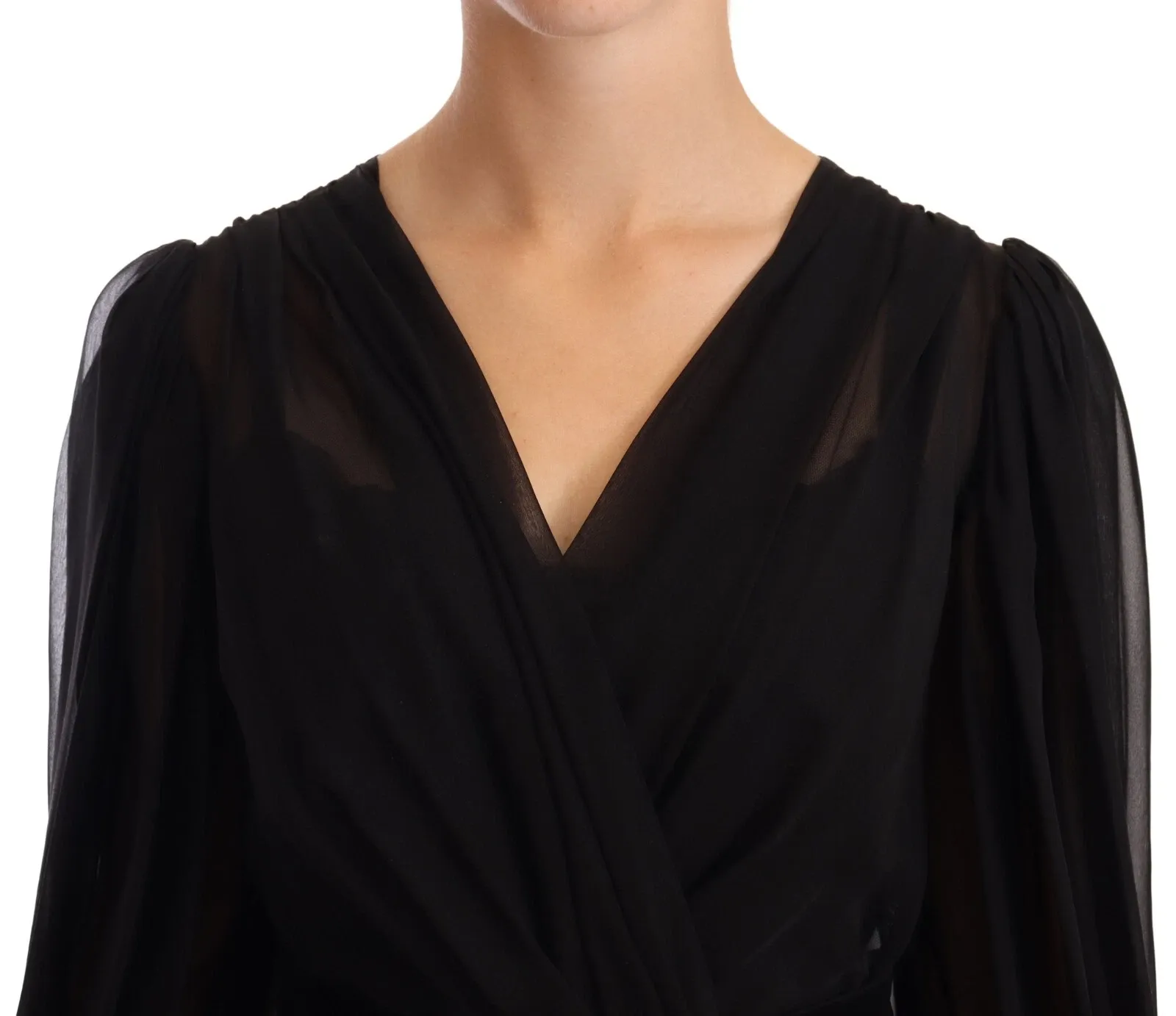 Silk Tulle Long Sleeve V-neck Women's Dress (Pre-Owned) - Dolce & Gabbana - Modalova