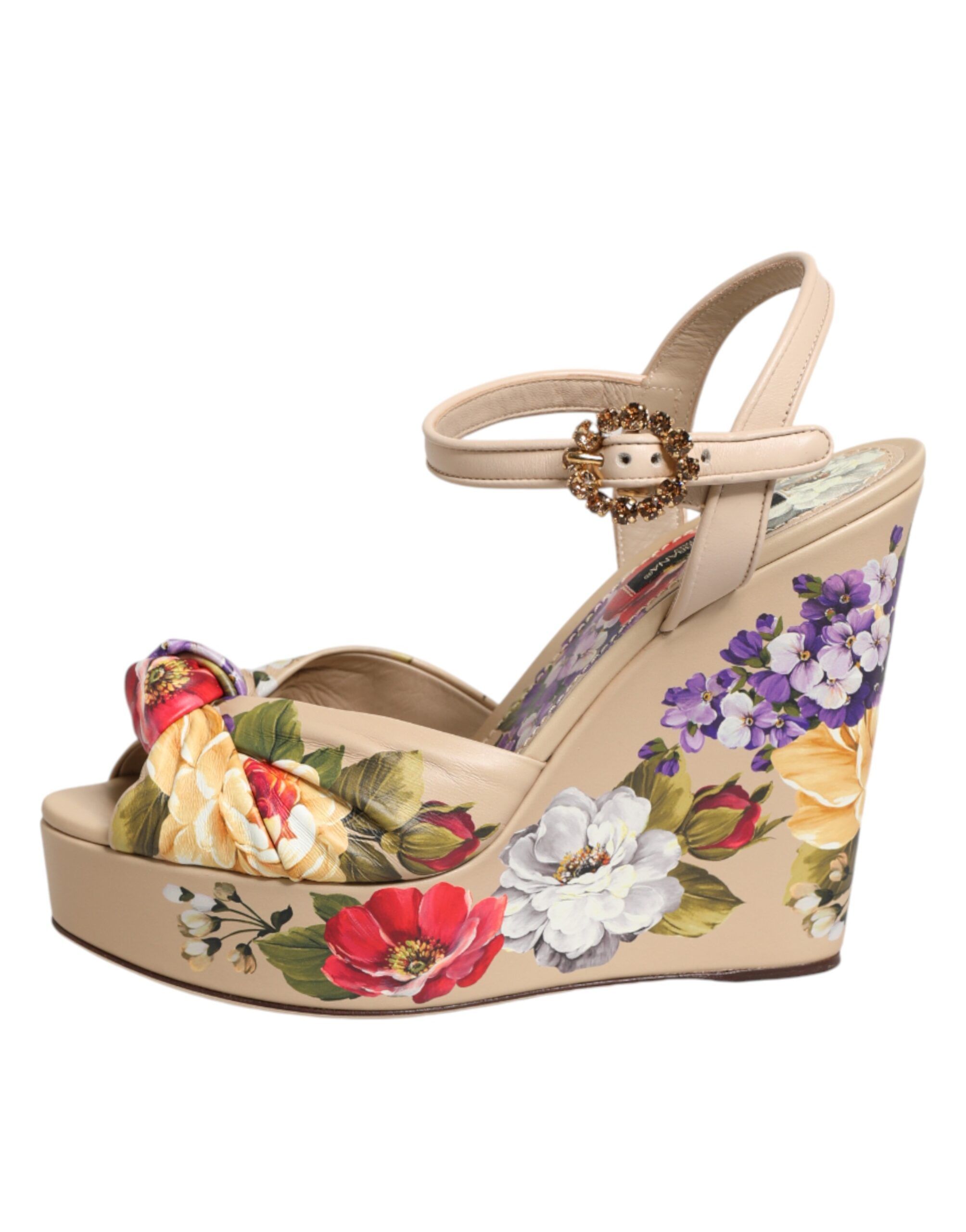 Floral Ankle Strap Wedge Sandals Women's Shoes - Dolce & Gabbana - Modalova