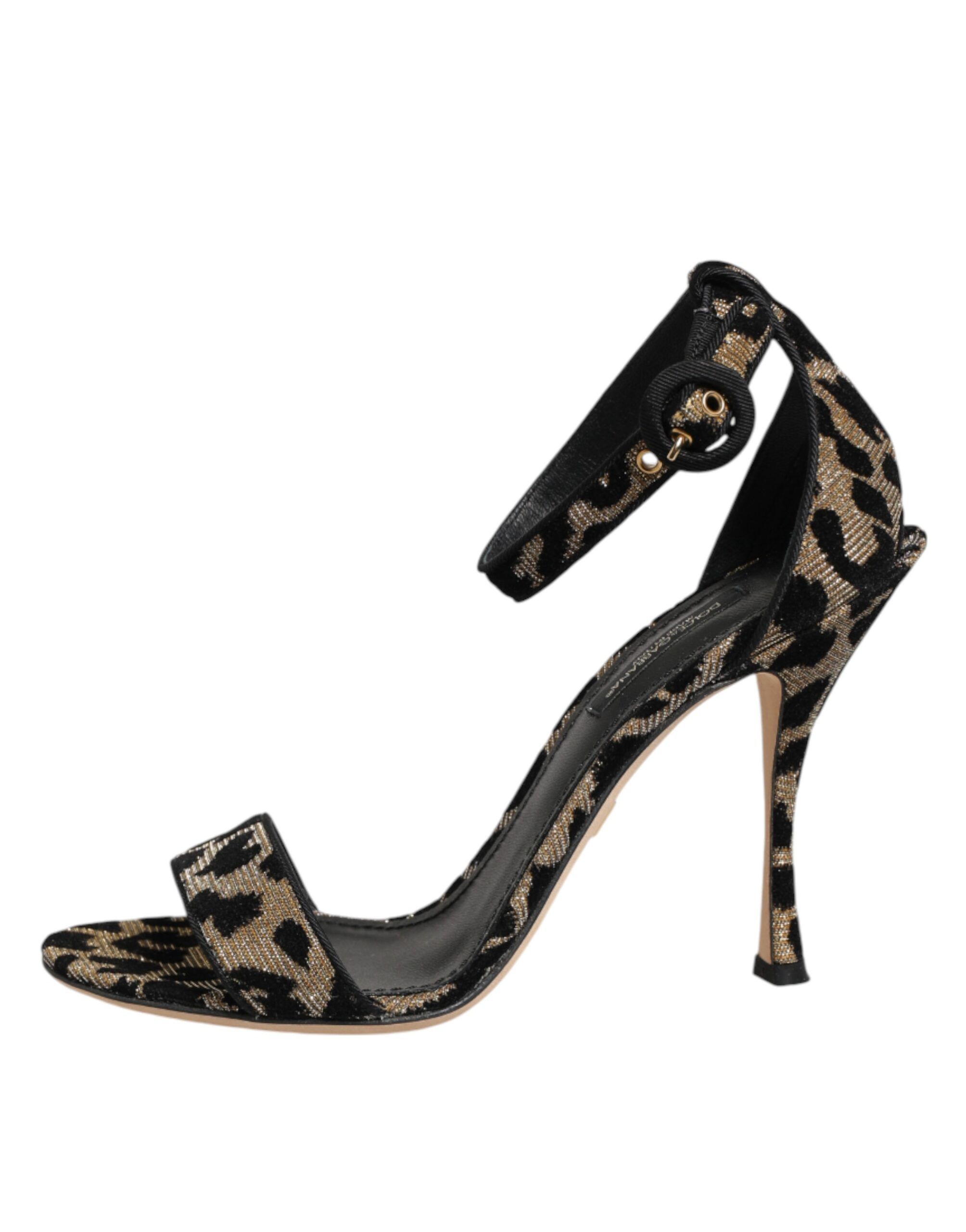 Leopard Ankle Strap Heels Sandals Women's Shoes - Dolce & Gabbana - Modalova