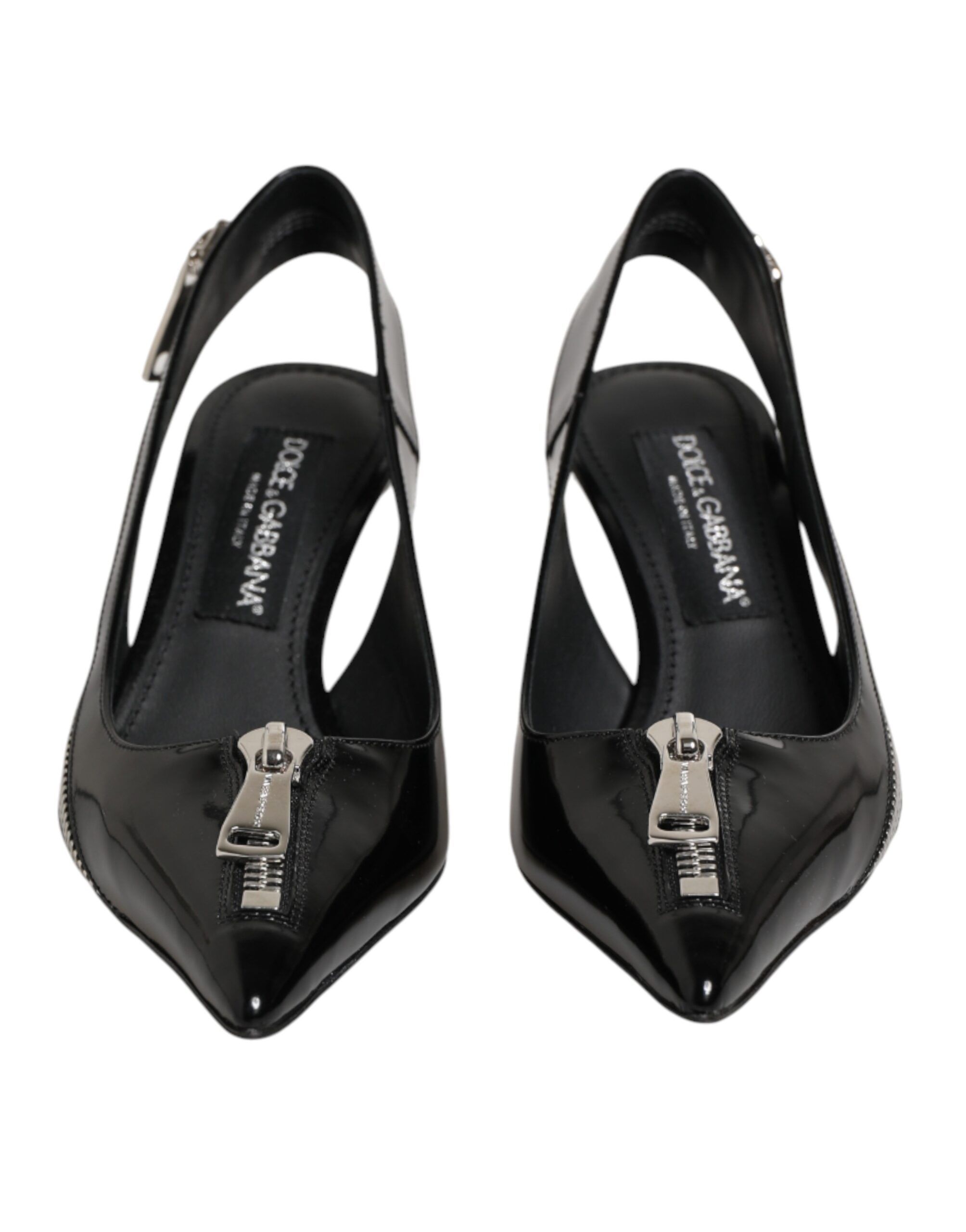 Zipper Leather Heels Slingbacks Women's Shoes - Dolce & Gabbana - Modalova