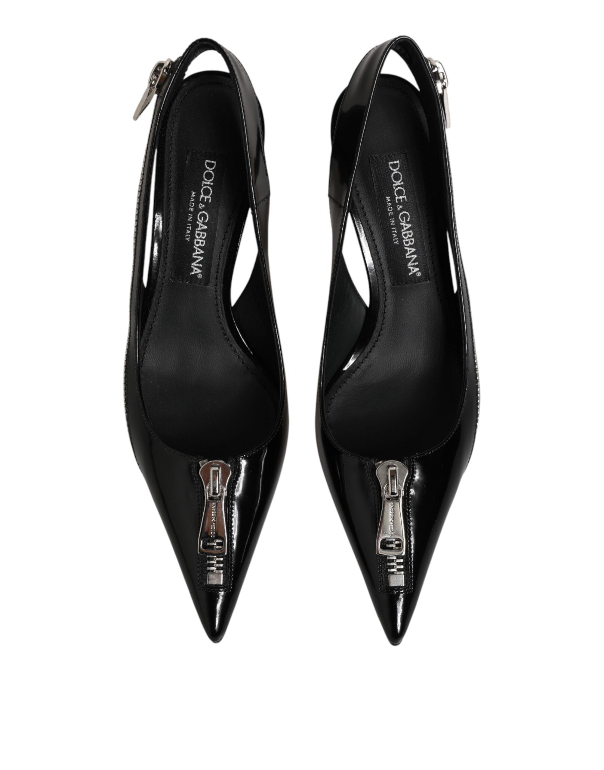 Zipper Leather Heels Slingbacks Women's Shoes - Dolce & Gabbana - Modalova