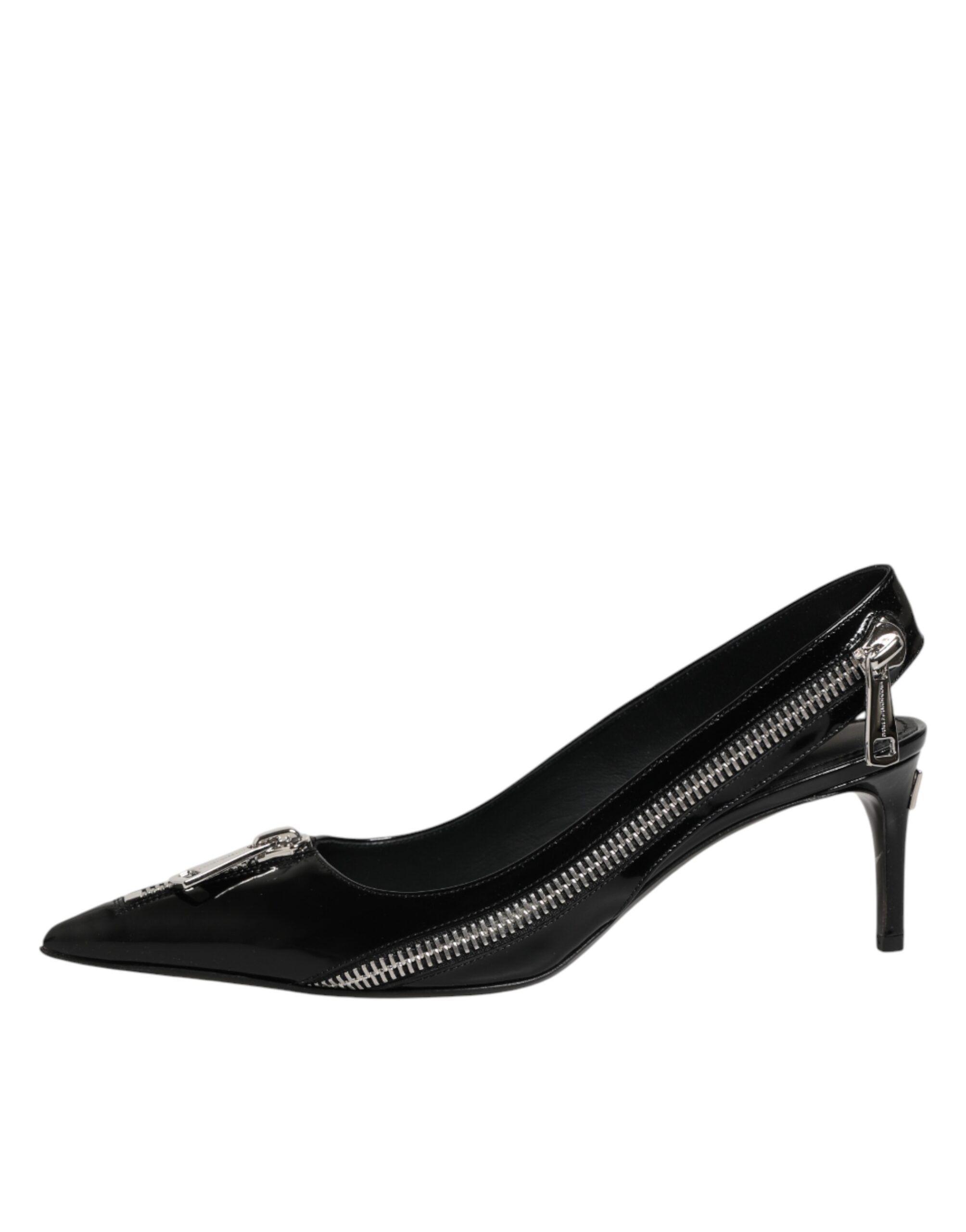 Zipper Leather Heels Slingbacks Women's Shoes - Dolce & Gabbana - Modalova