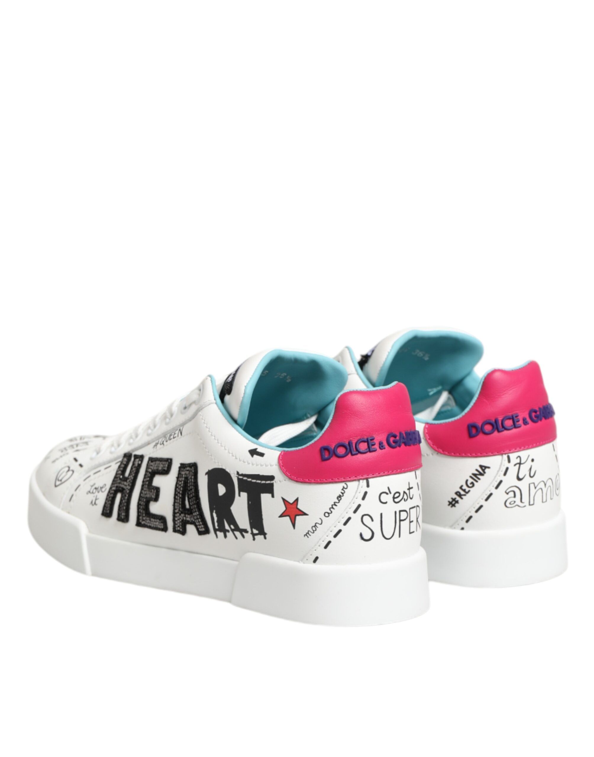 Leather Graffiti Low Top Sneakers Women's Shoes - Dolce & Gabbana - Modalova