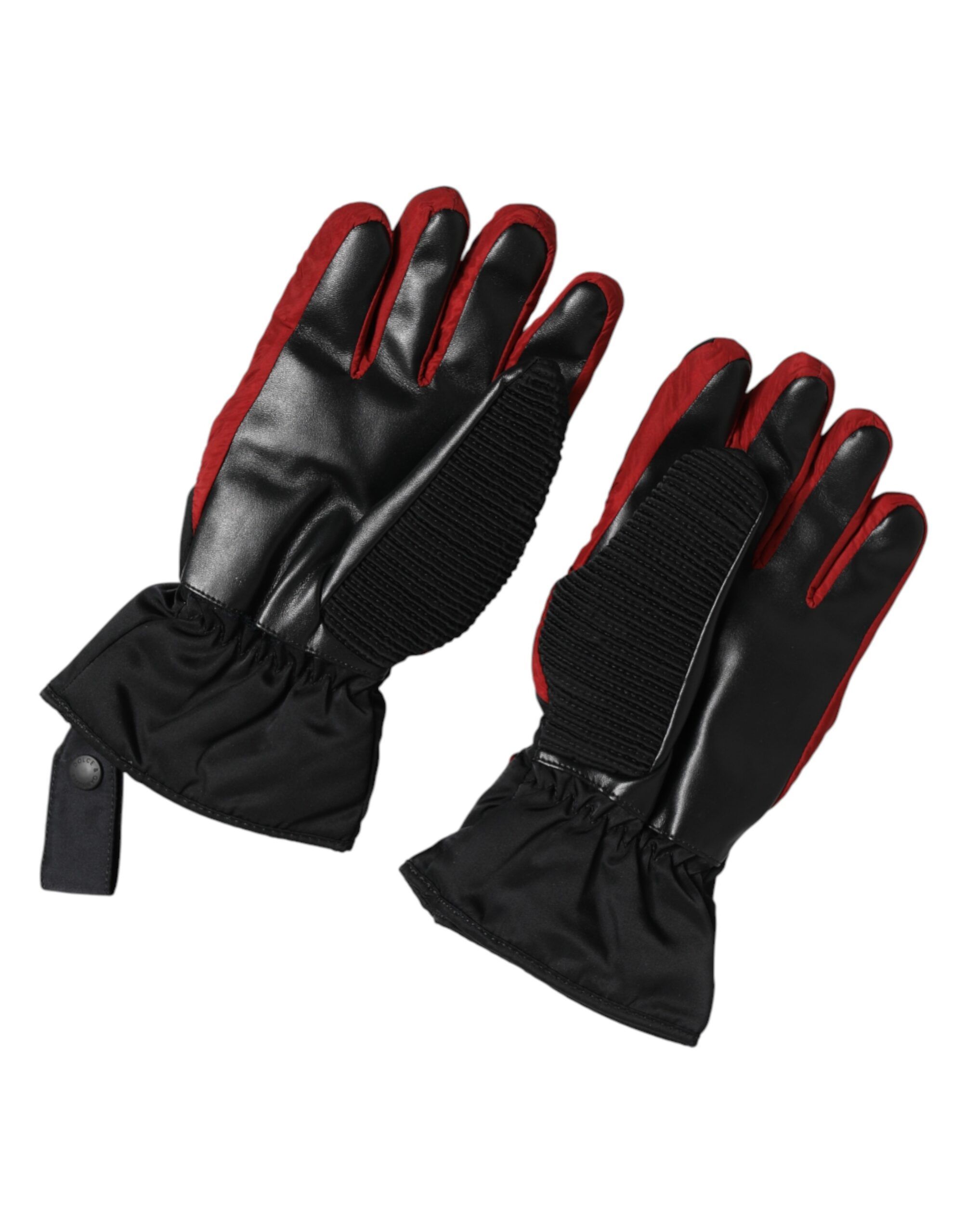 Black Red Nylon Wrist Length Mitten Men's Gloves - Dolce & Gabbana - Modalova