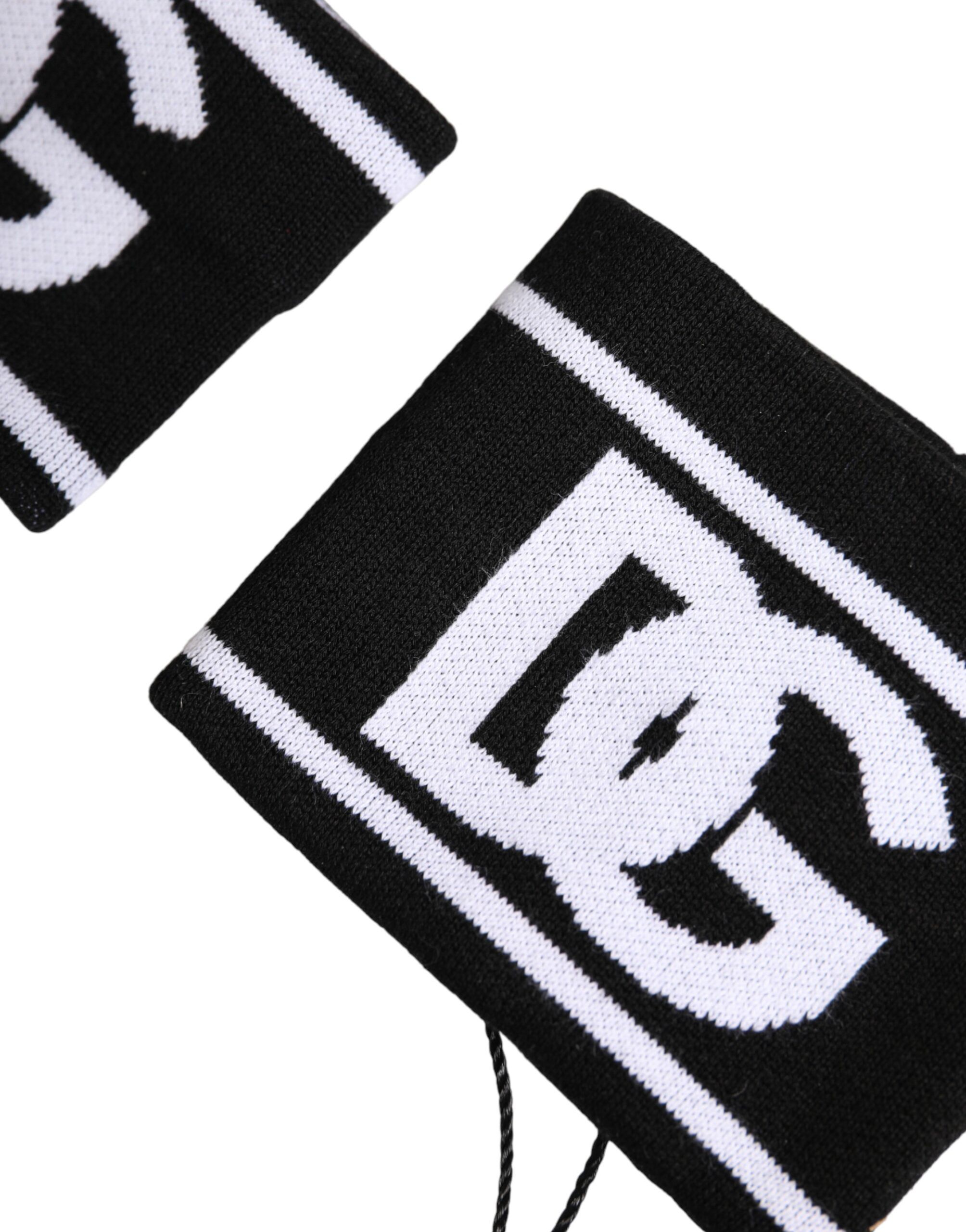Black White DG Logo Cotton 1 Pair One Men's Wristband - Dolce & Gabbana - Modalova