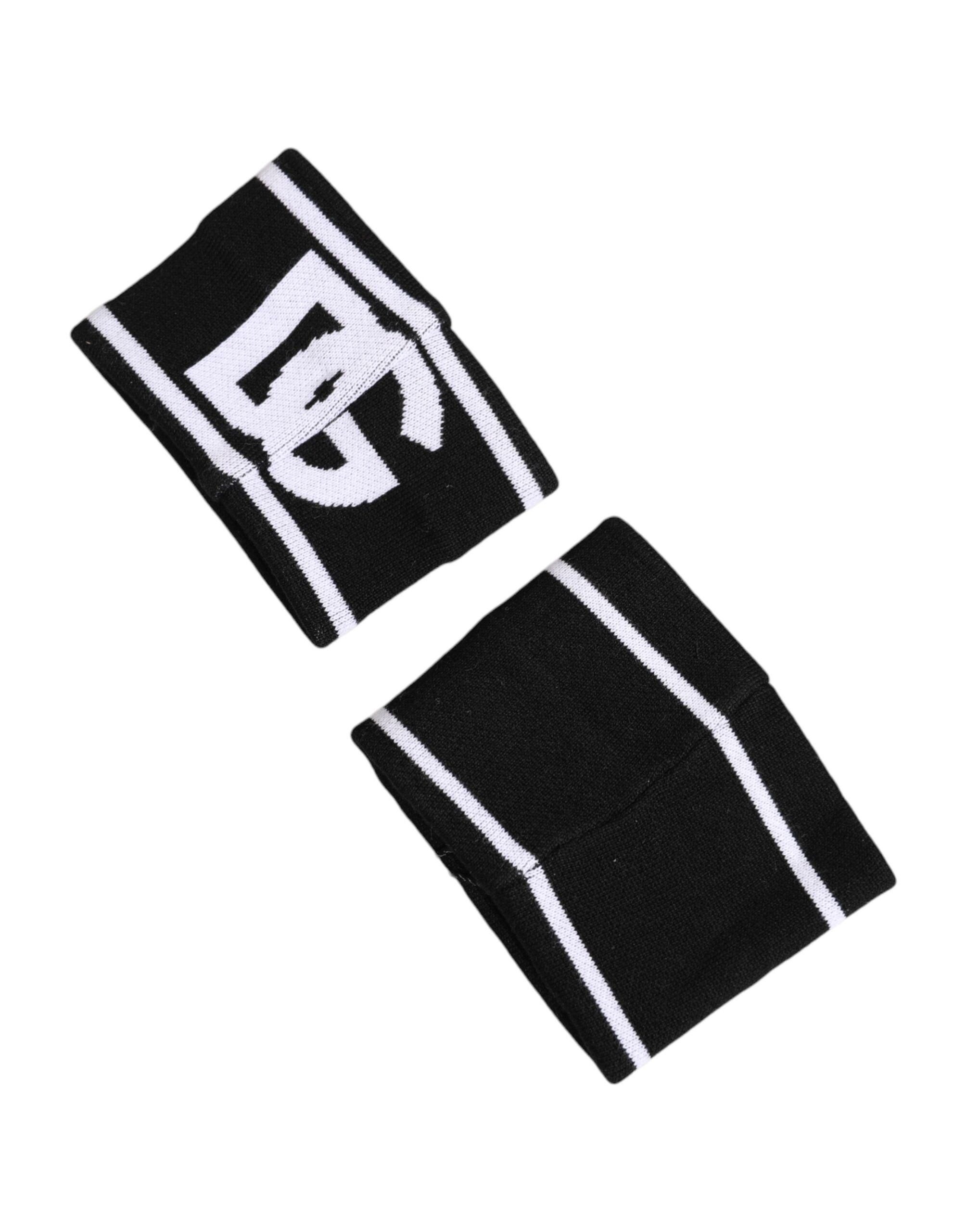 Black White DG Logo Cotton 1 Pair One Men's Wristband - Dolce & Gabbana - Modalova