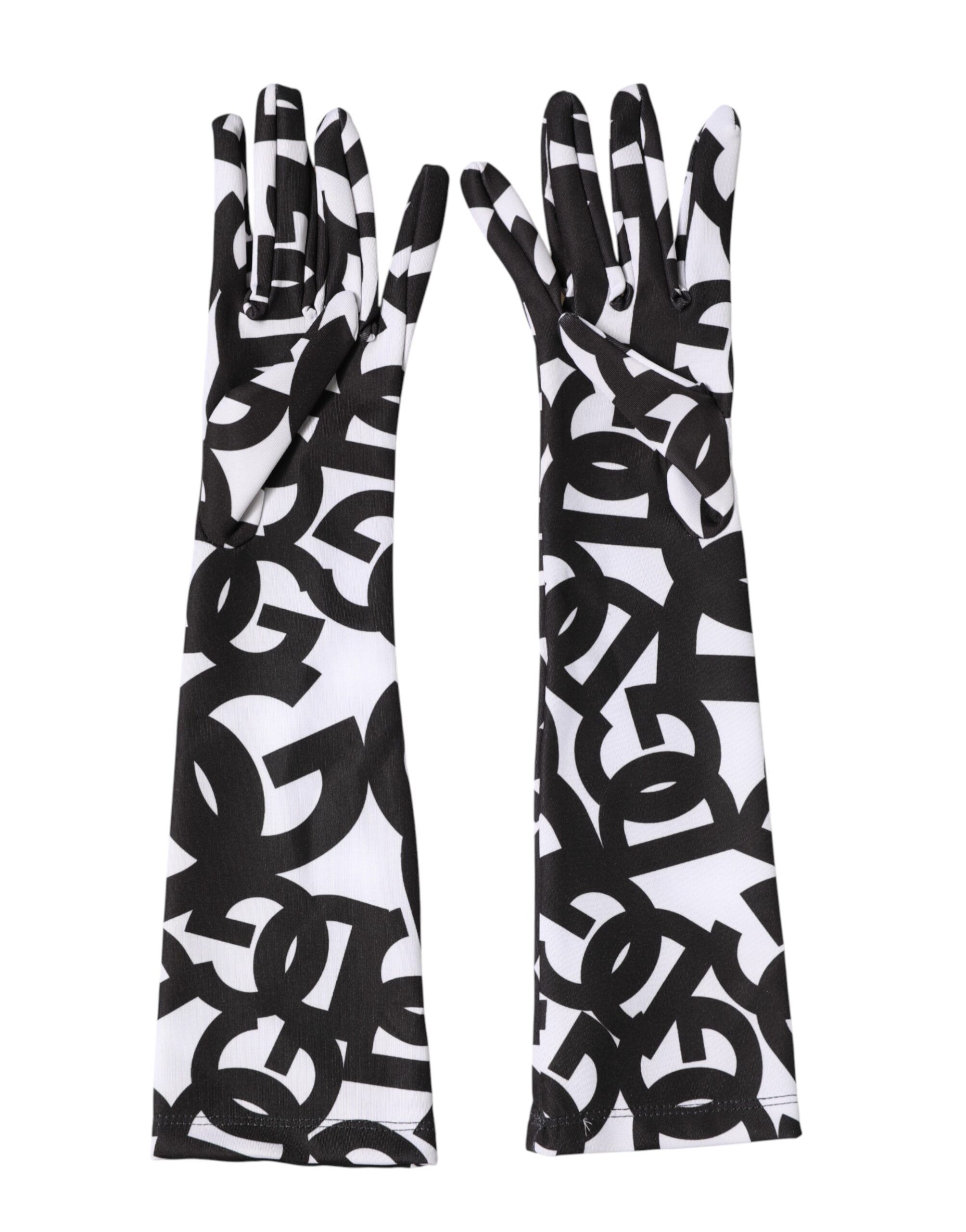 Black White DG Logo Elbow Length Mitten Women's Gloves - Dolce & Gabbana - Modalova