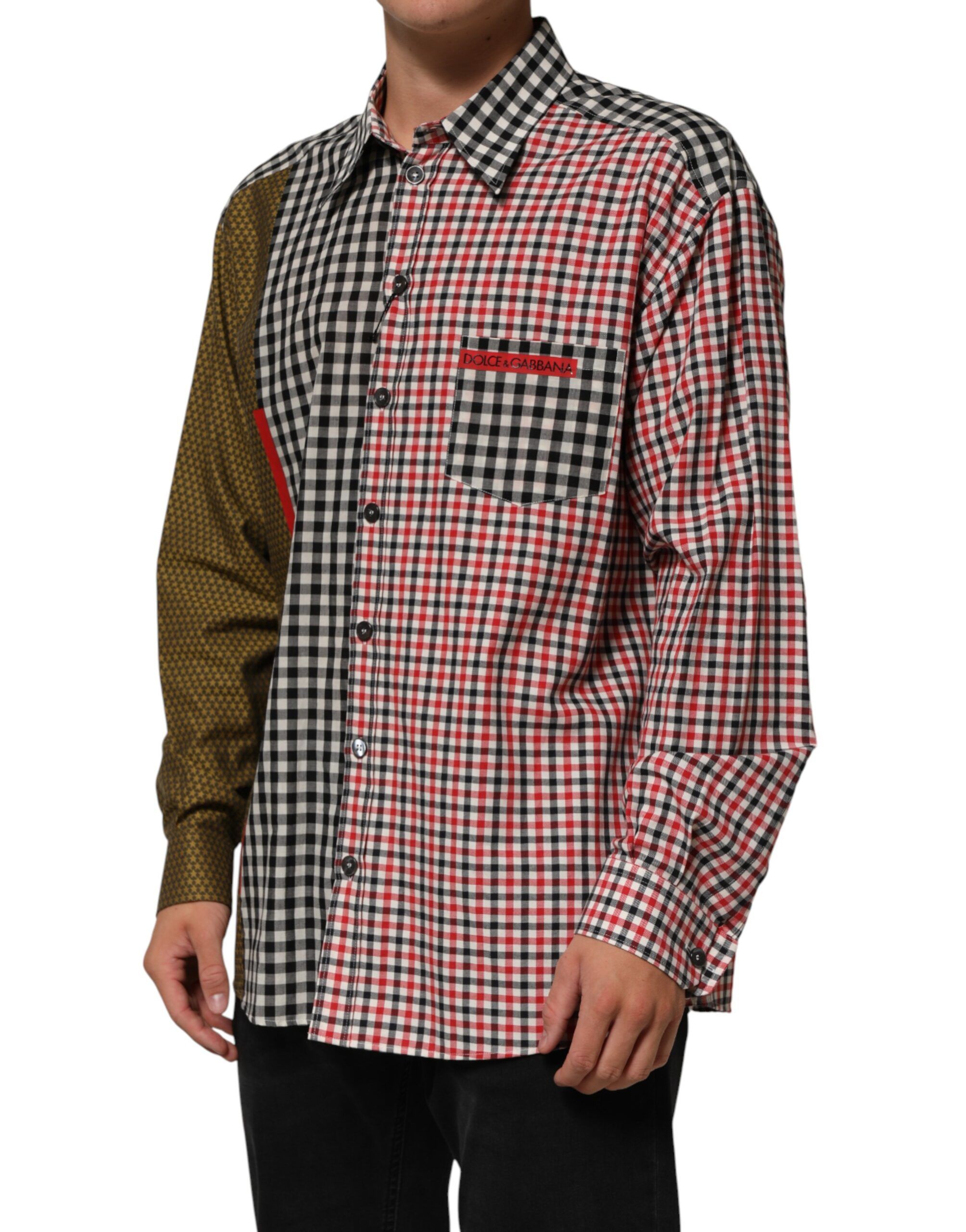 Cotton Collared Checkered Men's Shirt - Dolce & Gabbana - Modalova
