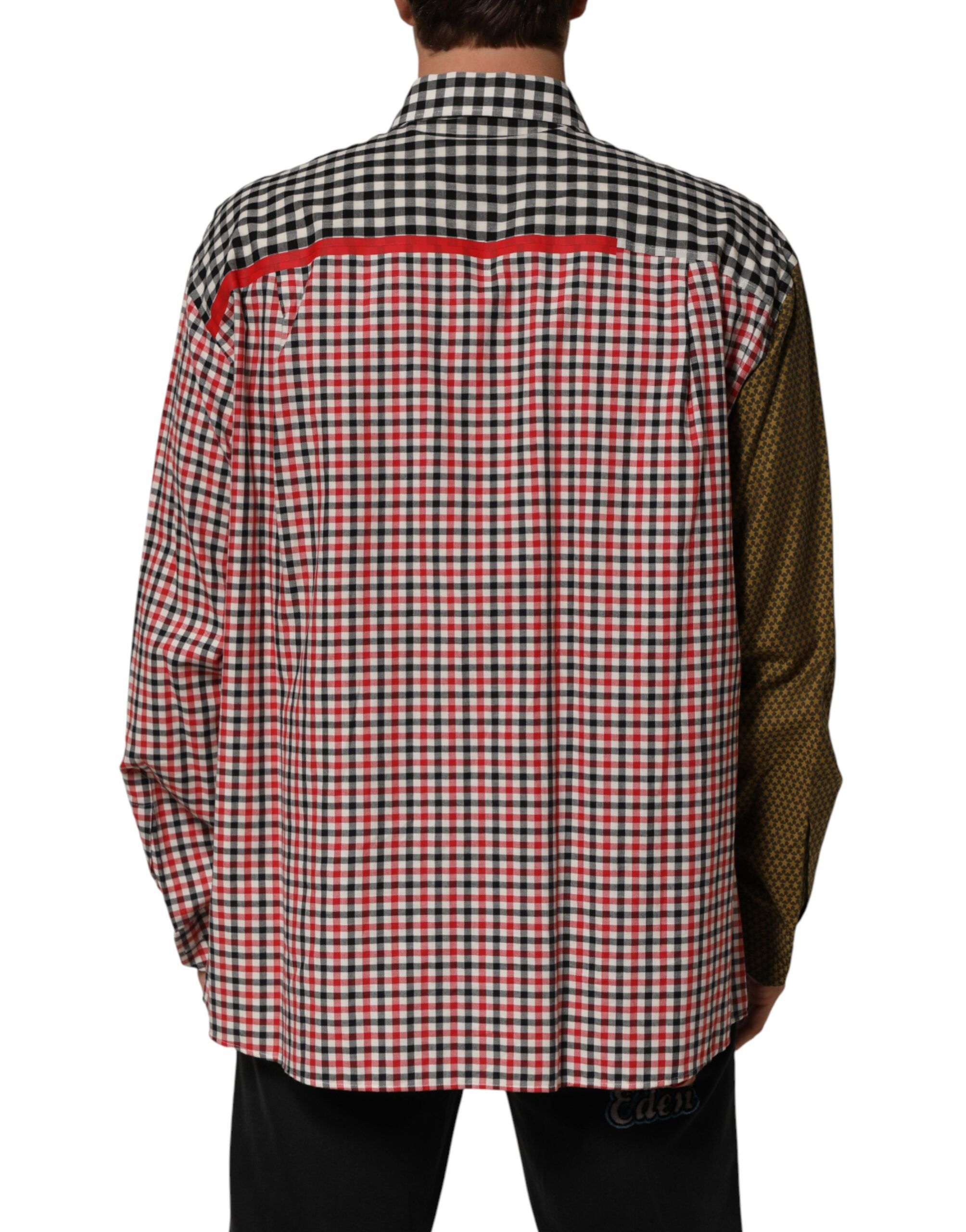 Cotton Collared Checkered Men's Shirt - Dolce & Gabbana - Modalova