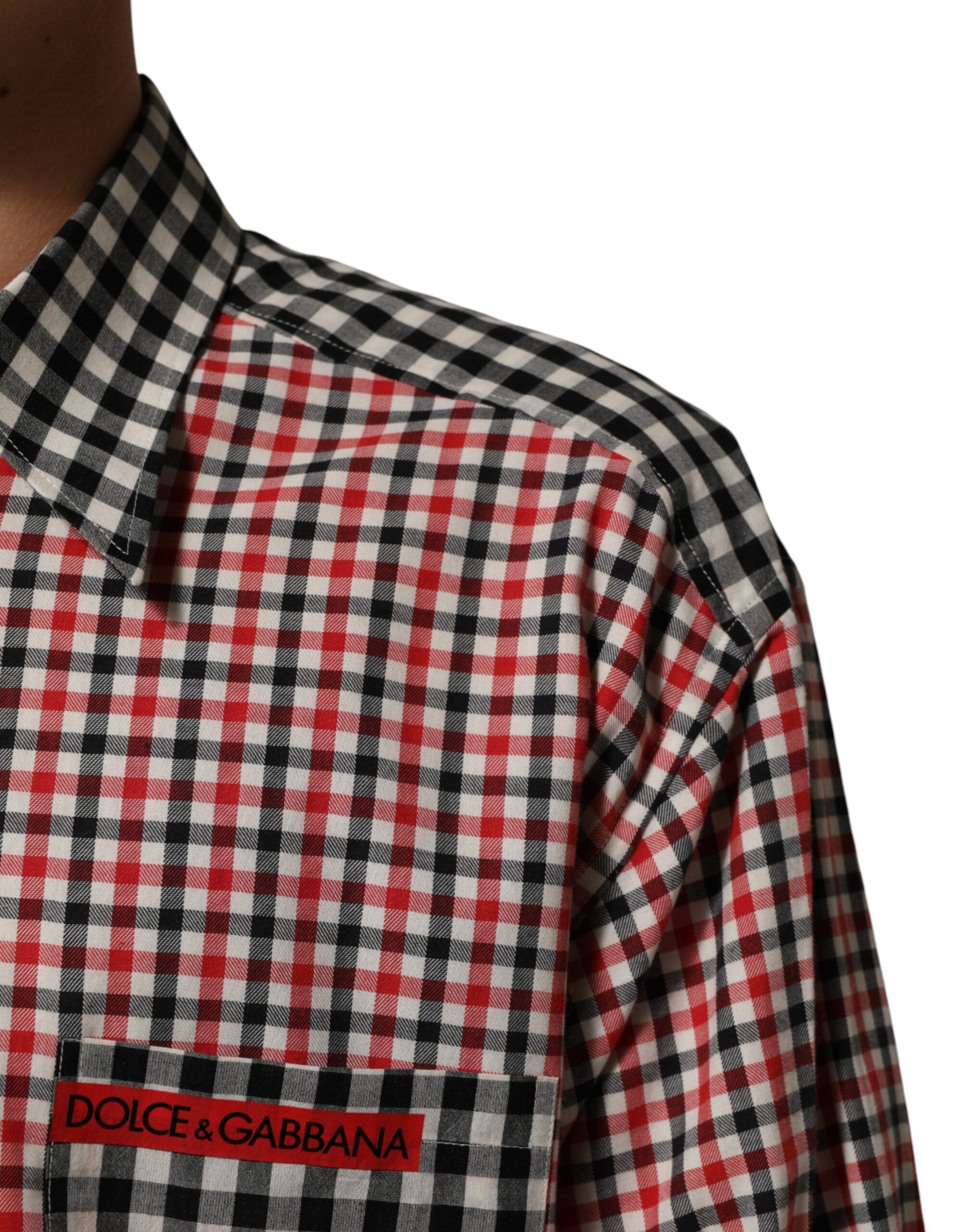 Cotton Collared Checkered Men's Shirt - Dolce & Gabbana - Modalova
