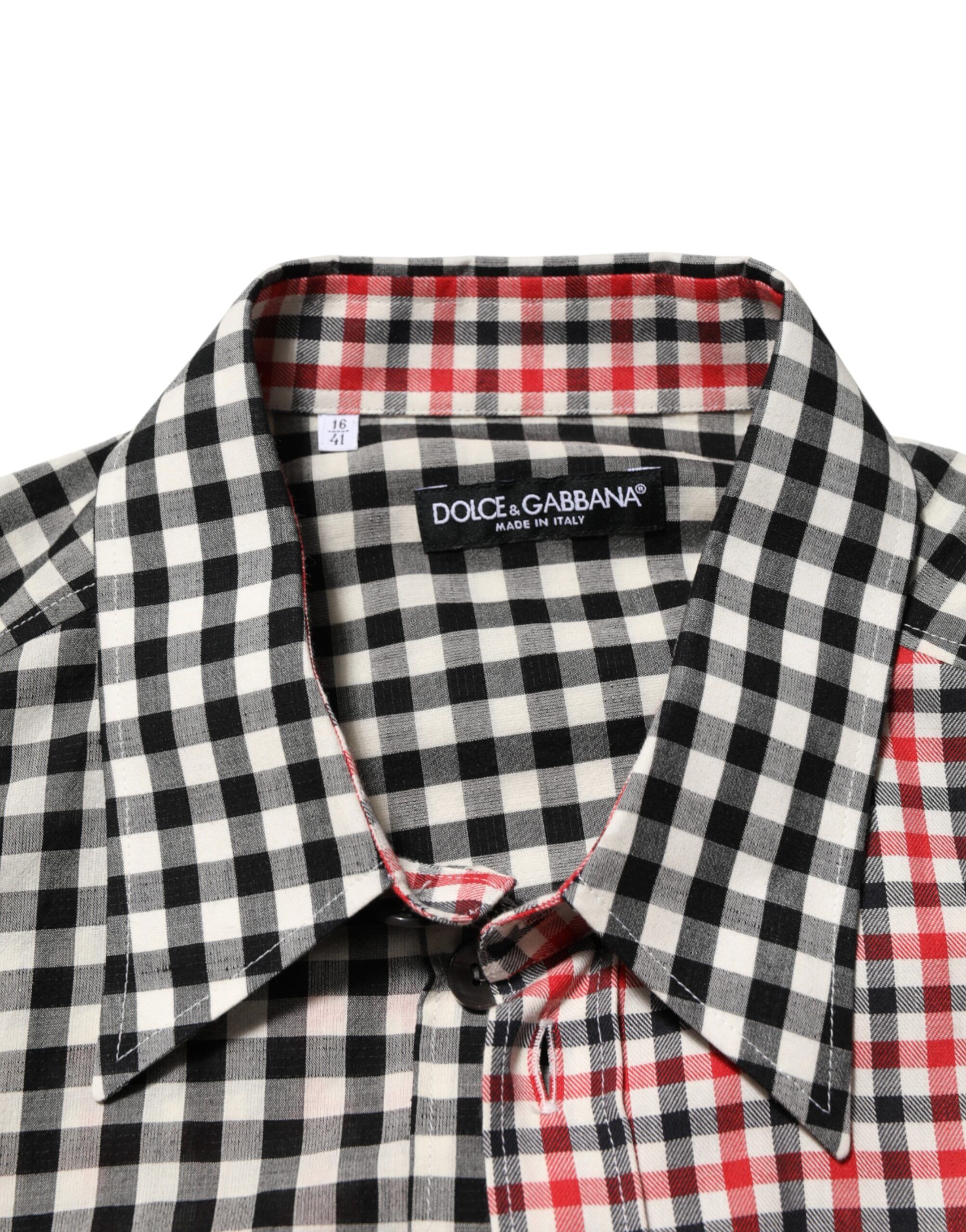 Cotton Collared Checkered Men's Shirt - Dolce & Gabbana - Modalova