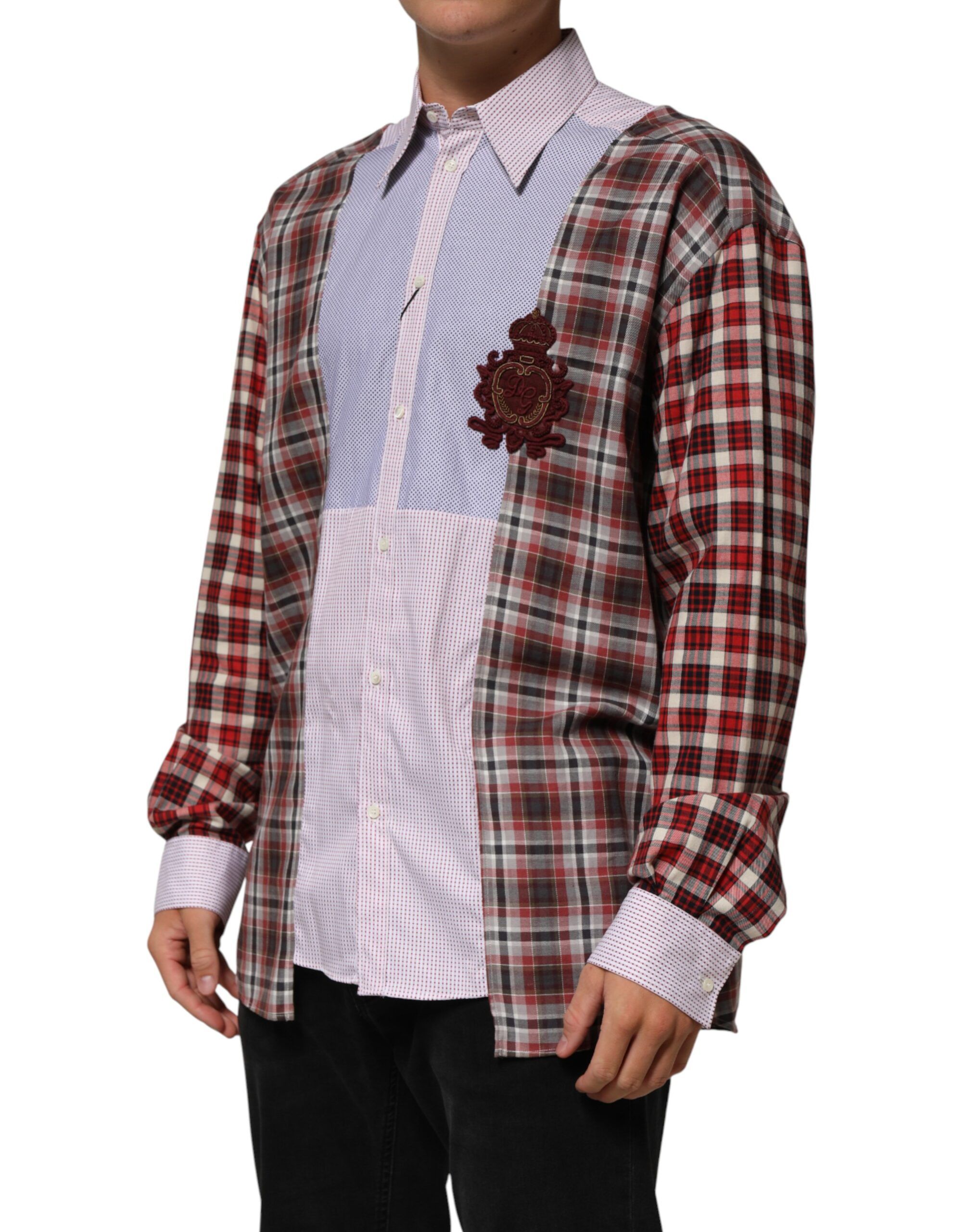 Cotton Collared Checkered Men's Shirt - Dolce & Gabbana - Modalova
