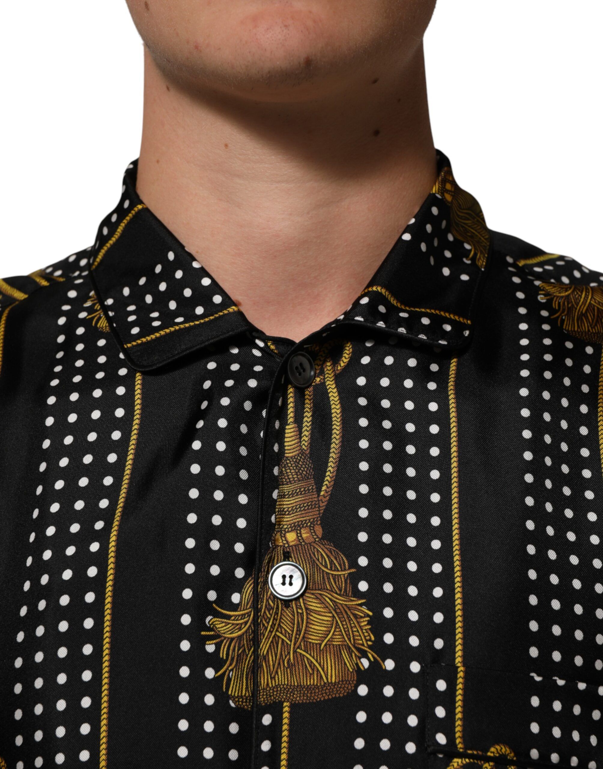 Dotted Tassel Silk Button Down Men's Shirt - Dolce & Gabbana - Modalova