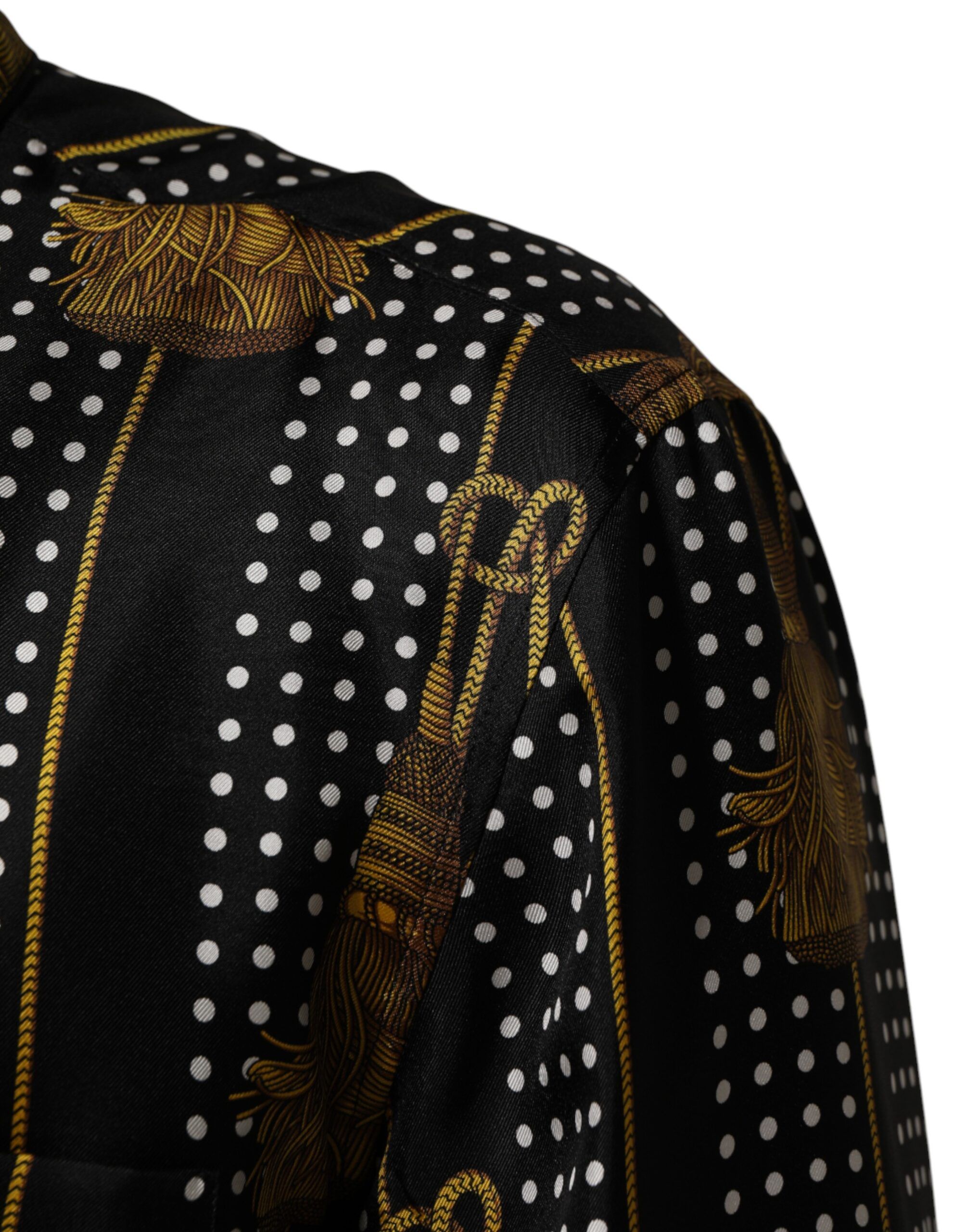 Dotted Tassel Silk Button Down Men's Shirt - Dolce & Gabbana - Modalova