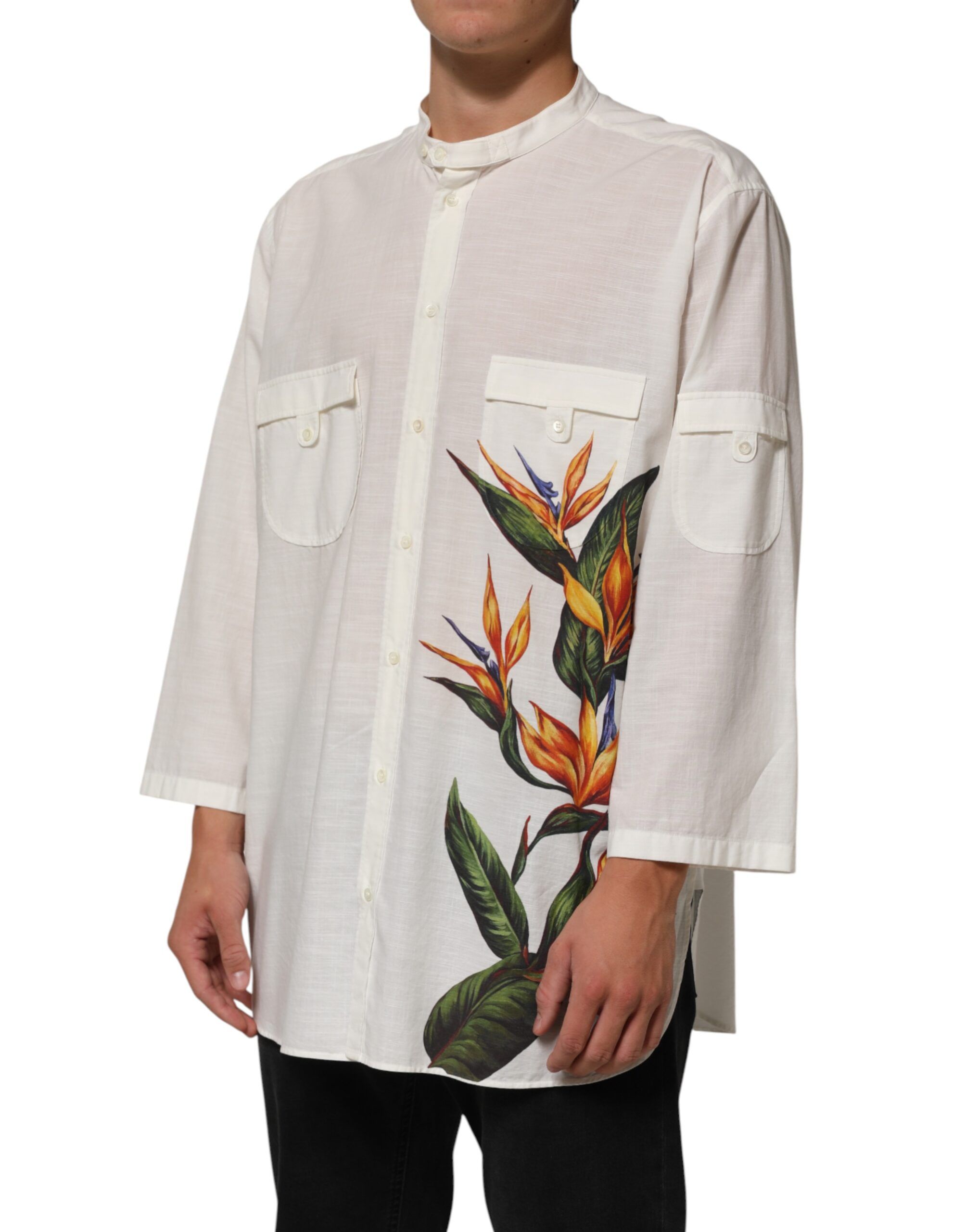 Cotton Floral Print Button Down Men's Shirt - Dolce & Gabbana - Modalova