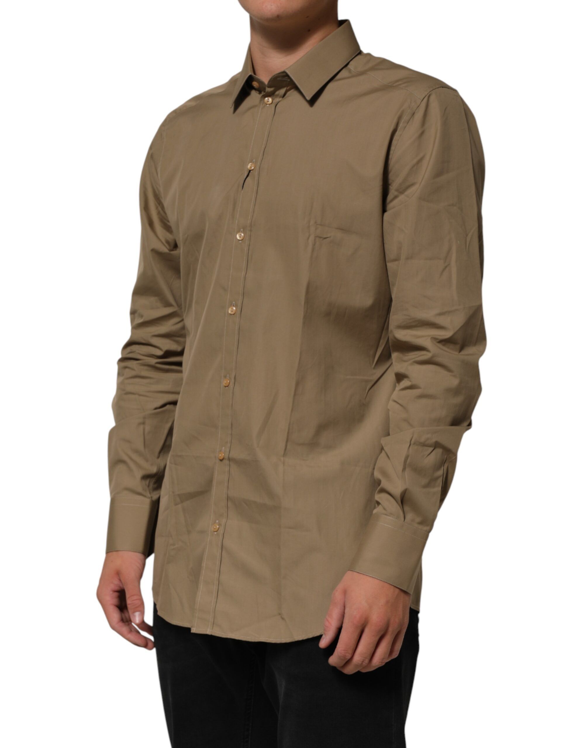 Cotton Collared Men GOLD Dress Men's Shirt (Pre-Owned) - Dolce & Gabbana - Modalova