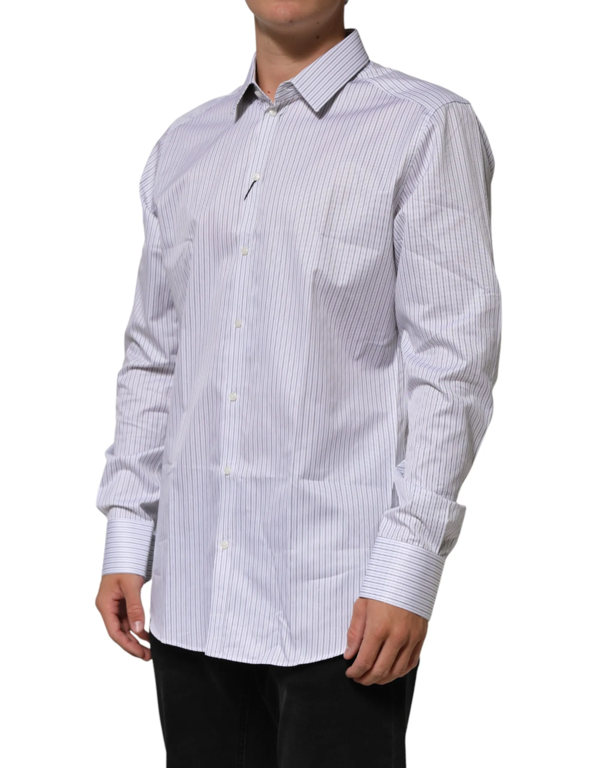 Stripes Long Sleeves GOLD Dress Men's Shirt (Pre-Owned) - Dolce & Gabbana - Modalova