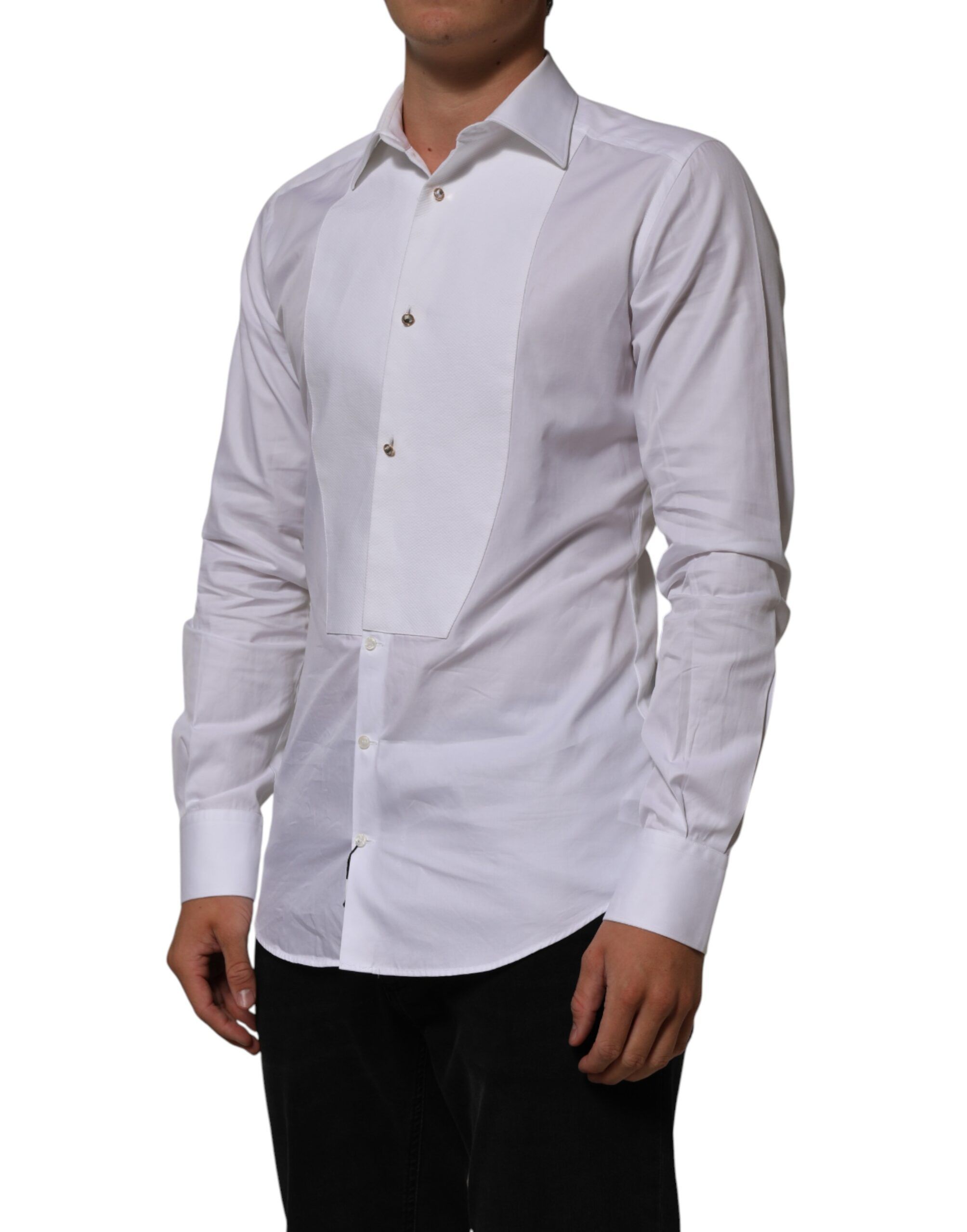 Cotton Collared Bib GOLD Dress Men's Shirt (Pre-Owned) - Dolce & Gabbana - Modalova