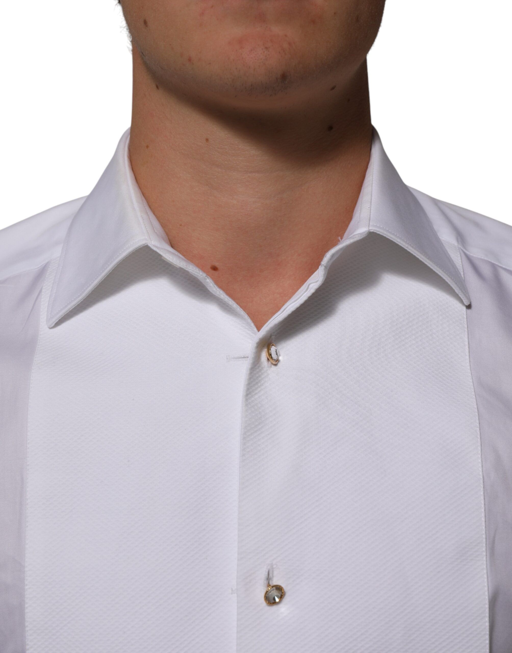 Cotton Collared Bib GOLD Dress Men's Shirt (Pre-Owned) - Dolce & Gabbana - Modalova