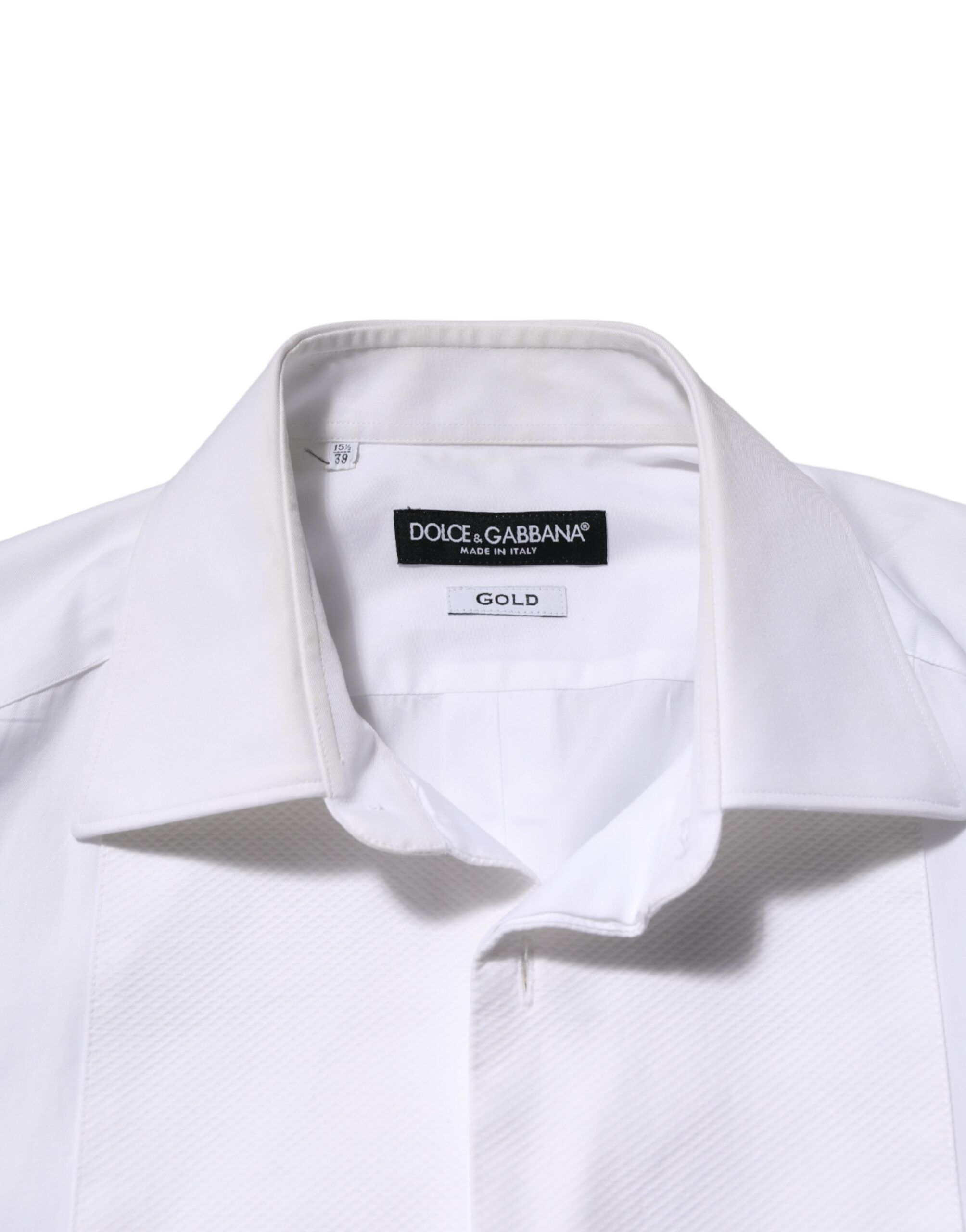 Cotton Collared Bib GOLD Dress Men's Shirt (Pre-Owned) - Dolce & Gabbana - Modalova