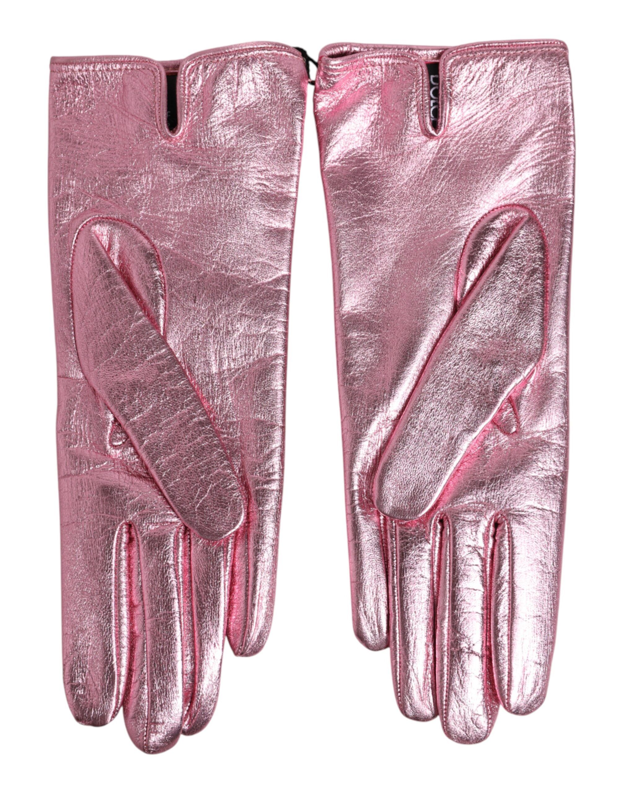 Leather DG Logo Wrist Length Mitten Women's Gloves - Dolce & Gabbana - Modalova