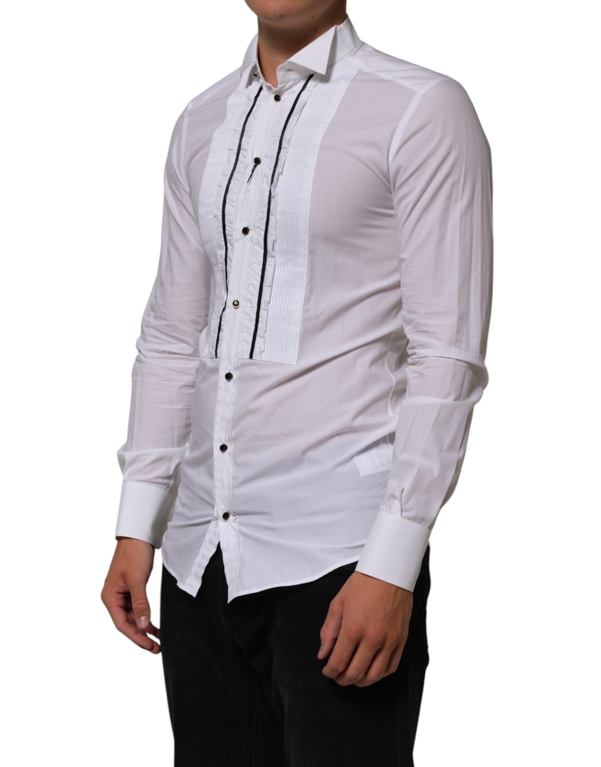 Cotton Collared Long Sleeve GOLD Dress Men's Shirt - Dolce & Gabbana - Modalova