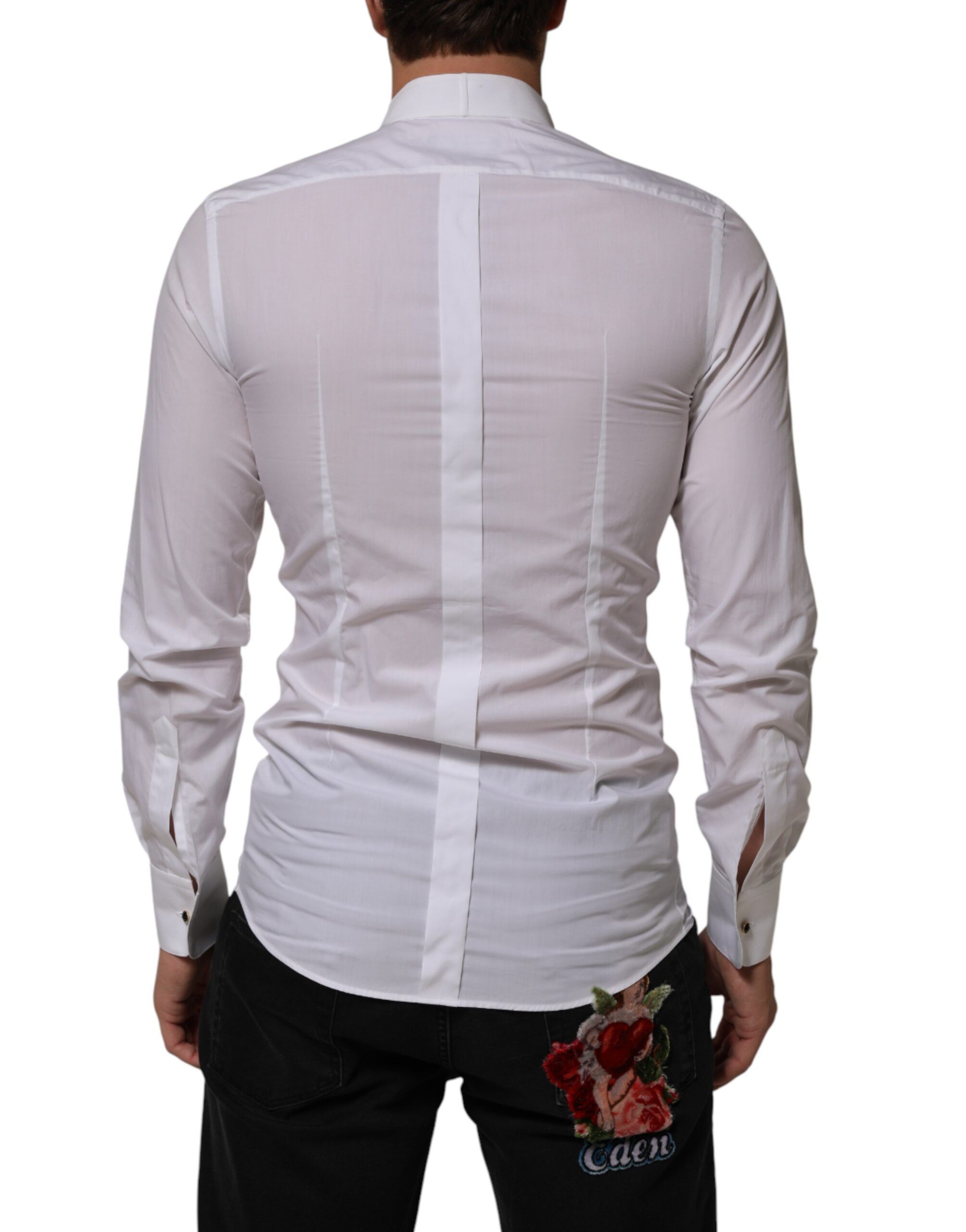 Cotton Collared Long Sleeve GOLD Dress Men's Shirt - Dolce & Gabbana - Modalova