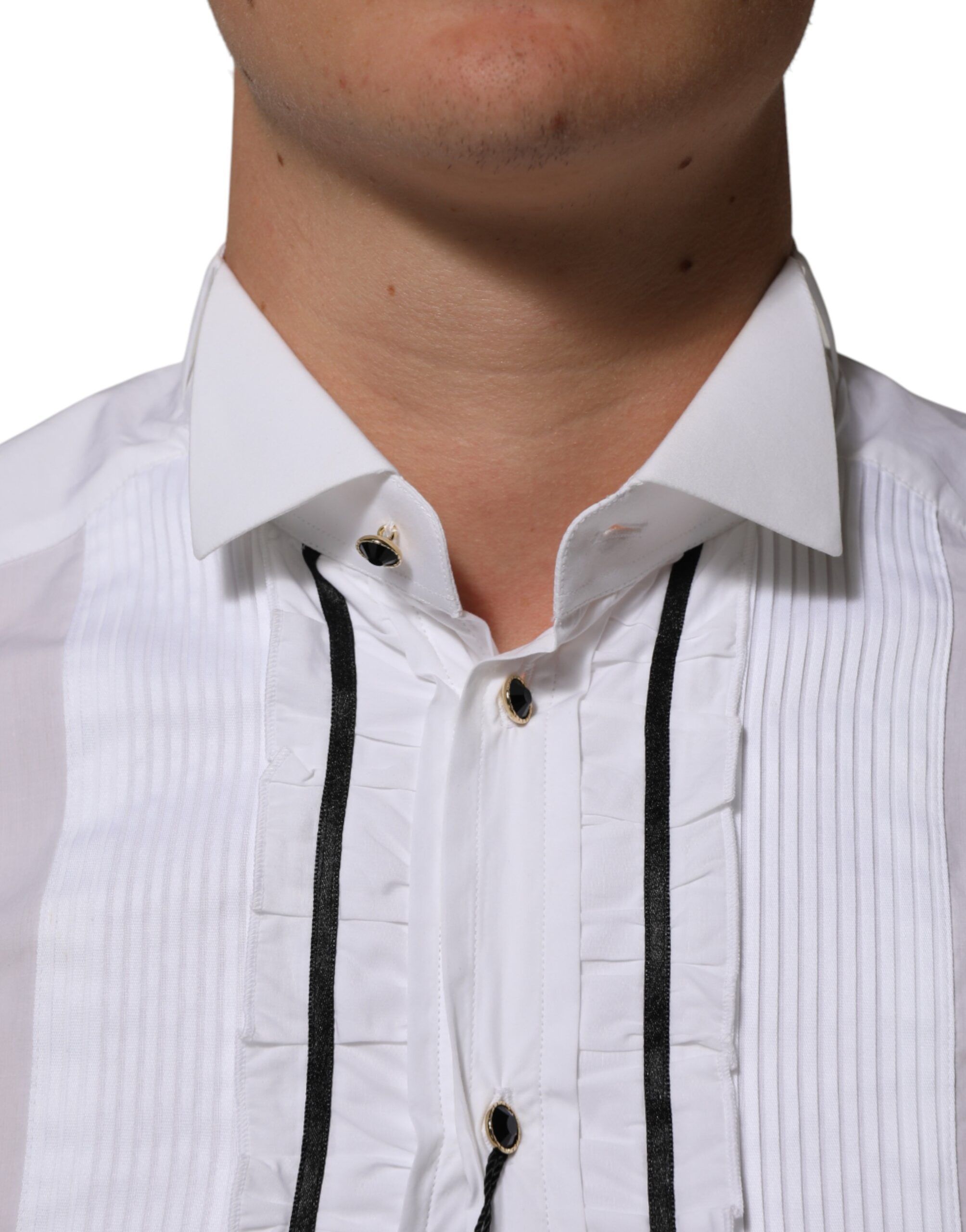 Cotton Collared Long Sleeve GOLD Dress Men's Shirt - Dolce & Gabbana - Modalova