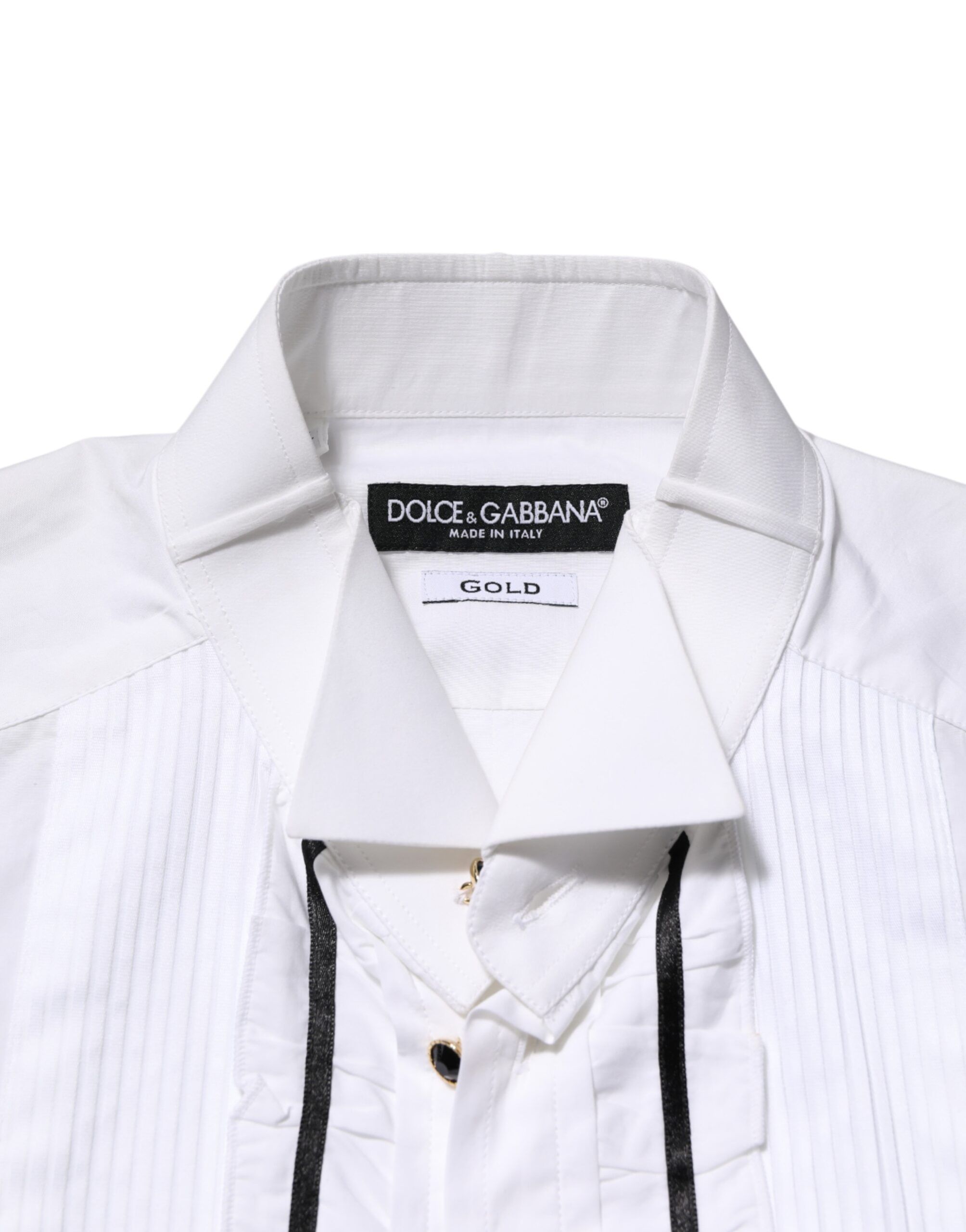 Cotton Collared Long Sleeve GOLD Dress Men's Shirt - Dolce & Gabbana - Modalova