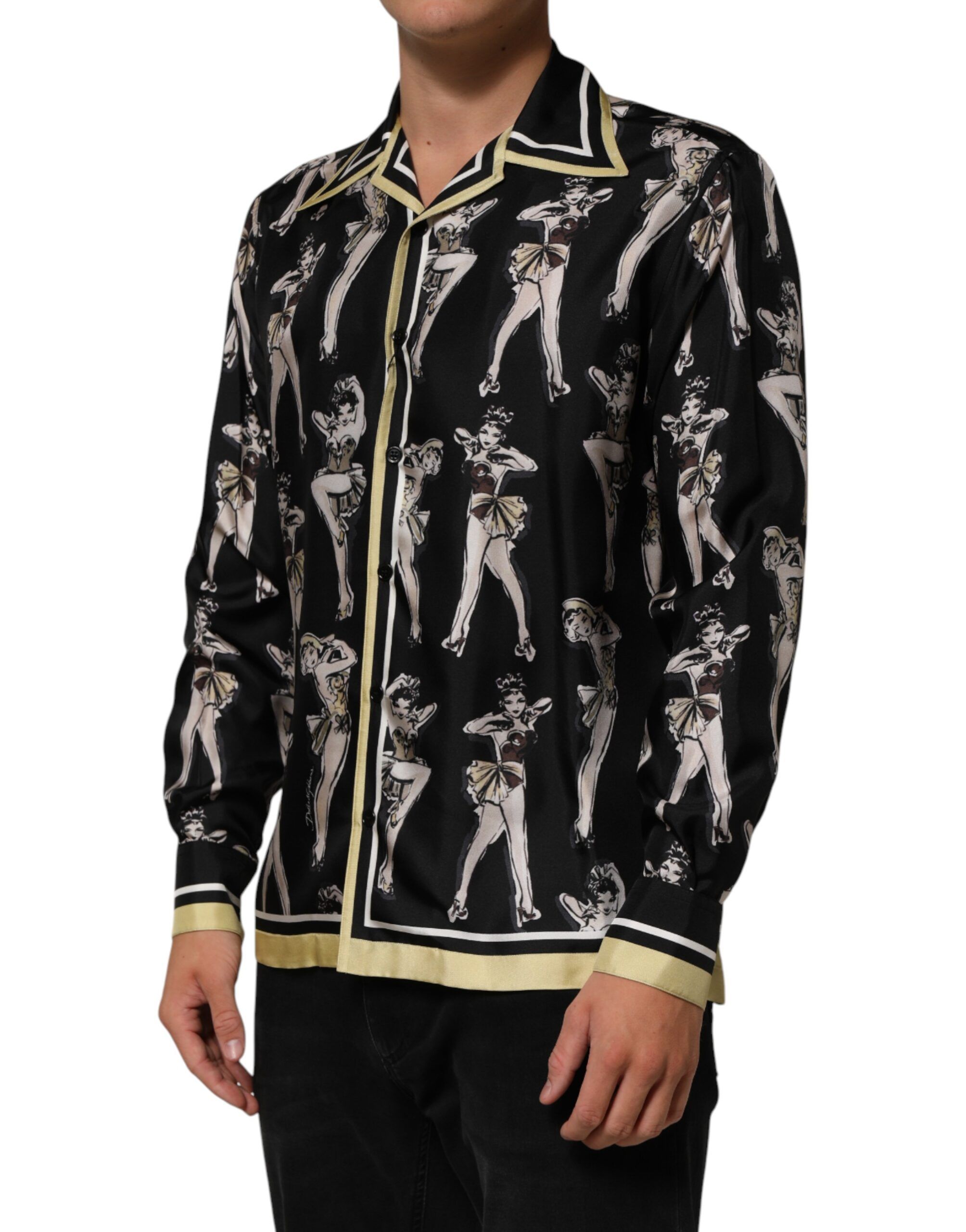 Silk Pin Up Printed Button Down Men's Shirt - Dolce & Gabbana - Modalova