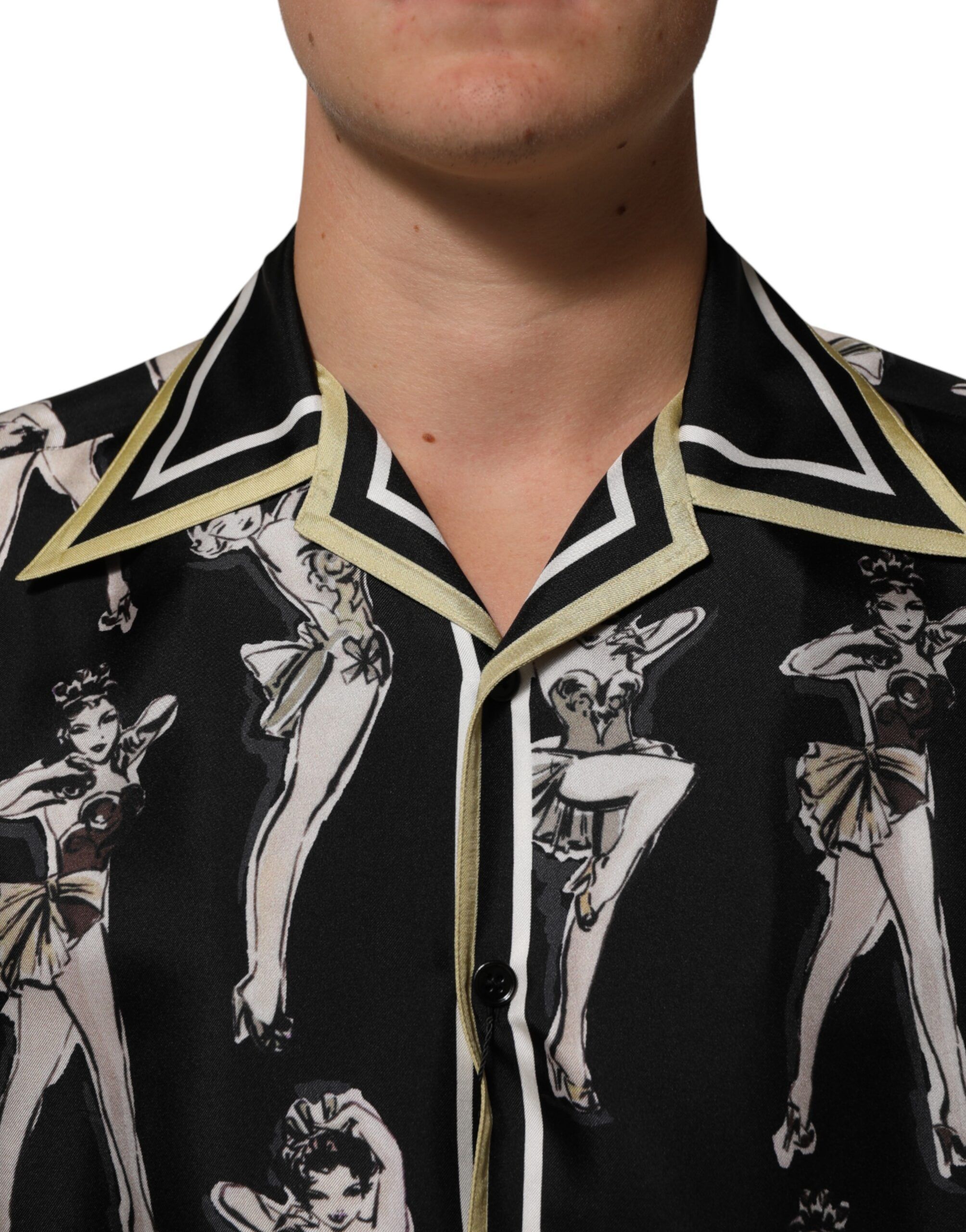 Silk Pin Up Printed Button Down Men's Shirt - Dolce & Gabbana - Modalova