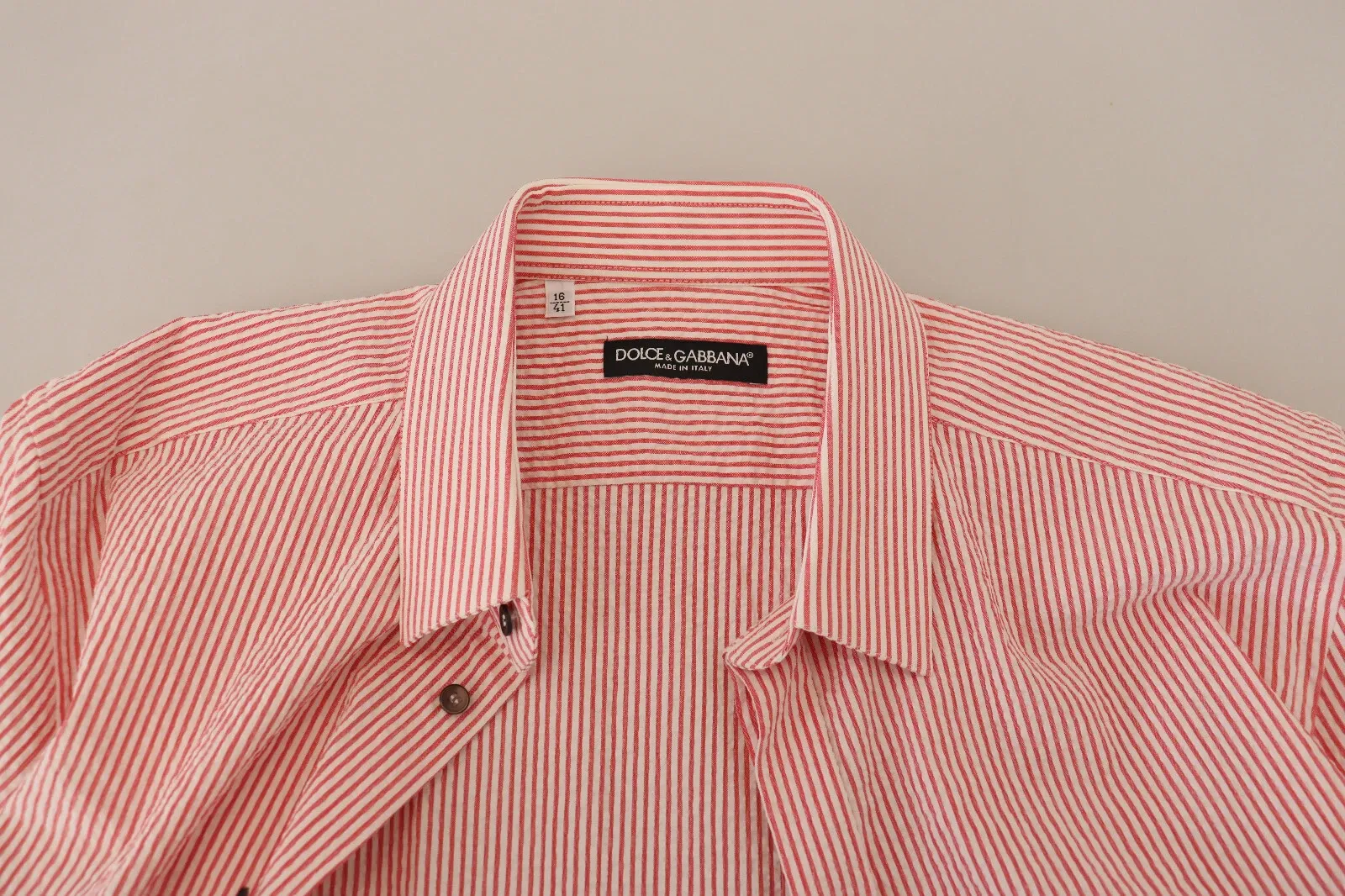 Red White Striped Cotton Short Sleeve Men's Shirt - Dolce & Gabbana - Modalova