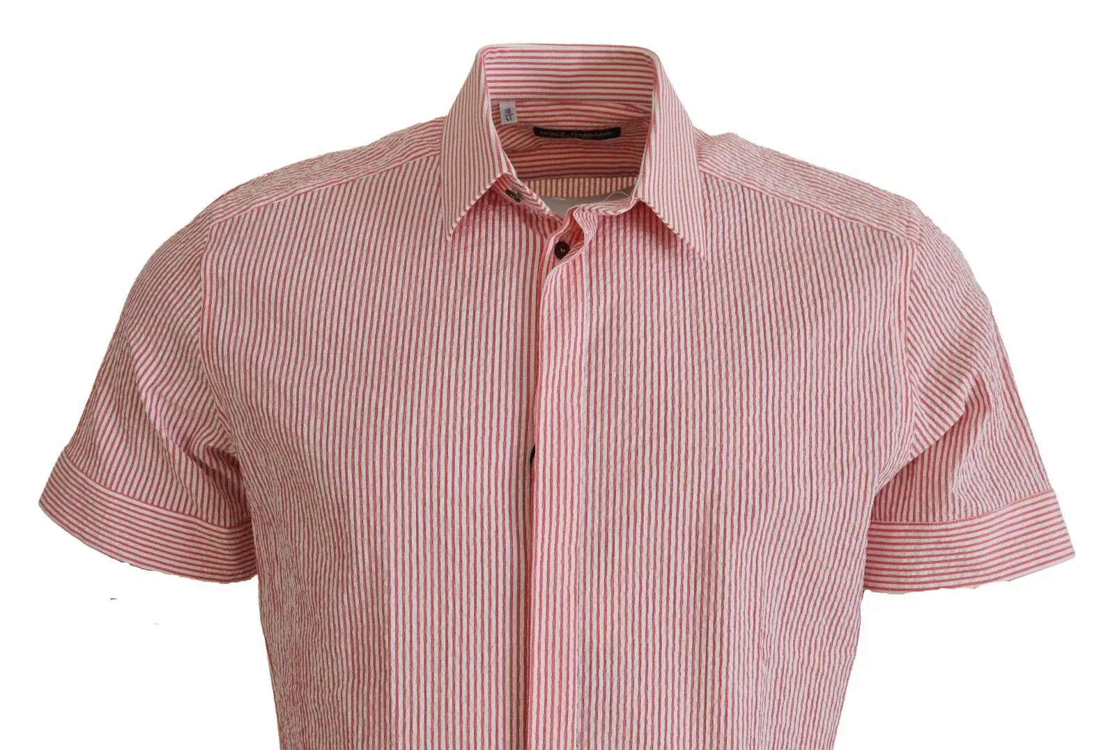 Red White Striped Cotton Short Sleeve Men's Shirt - Dolce & Gabbana - Modalova